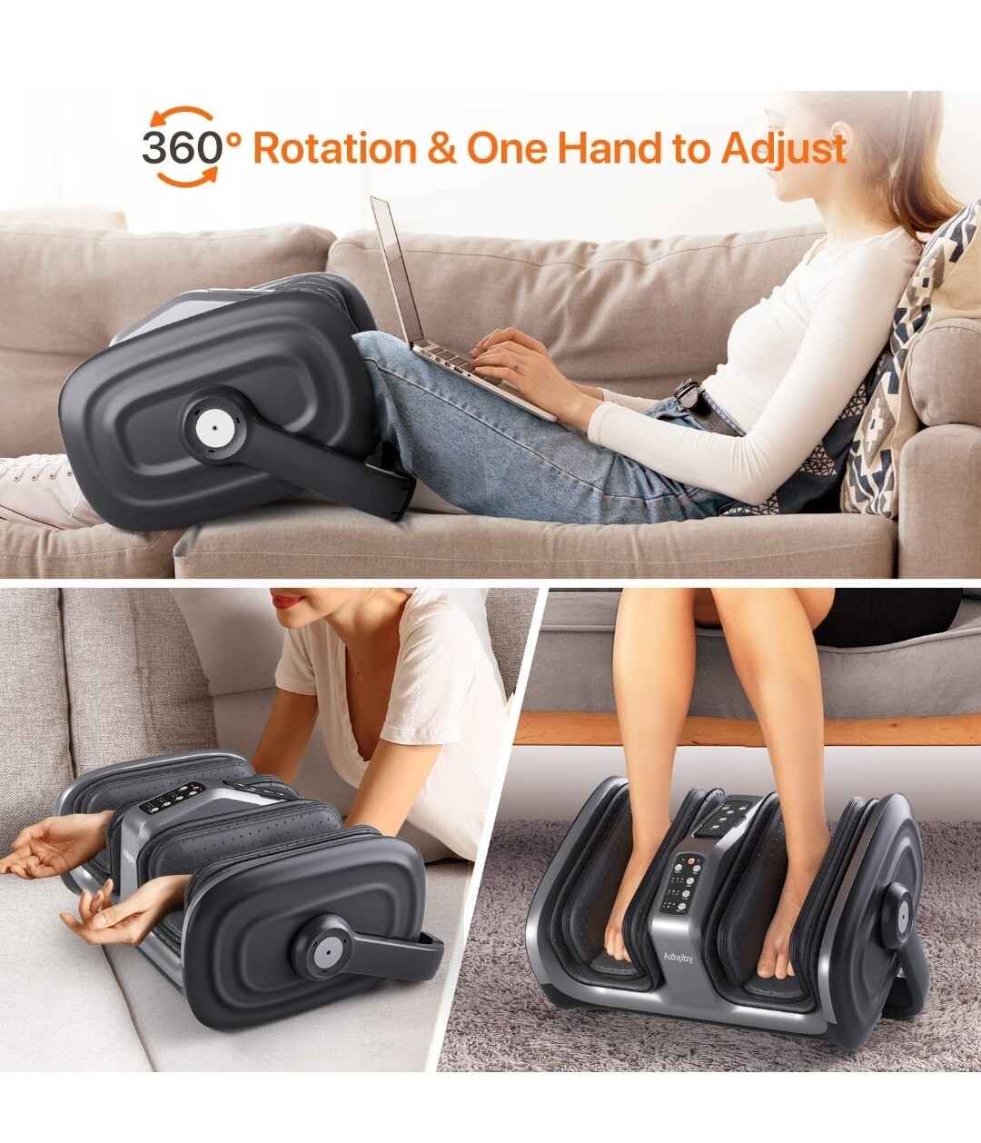 Foot and Calf Massage System w/ Air Compression Heat Shiatsu Kneading