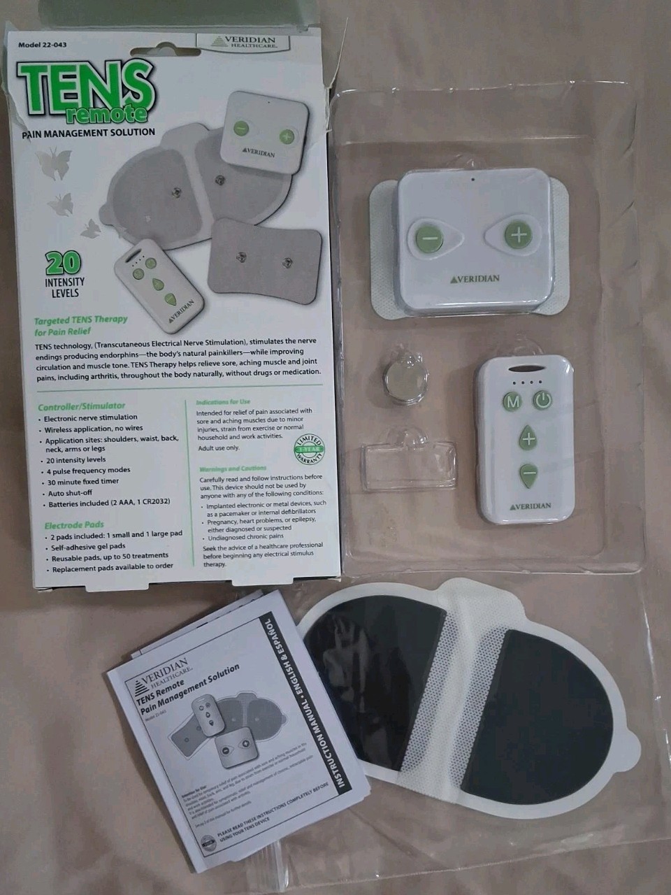 Wireless TENS Unit Therapy With Remote. Pain Management Solution. VERIDIAN. NIB