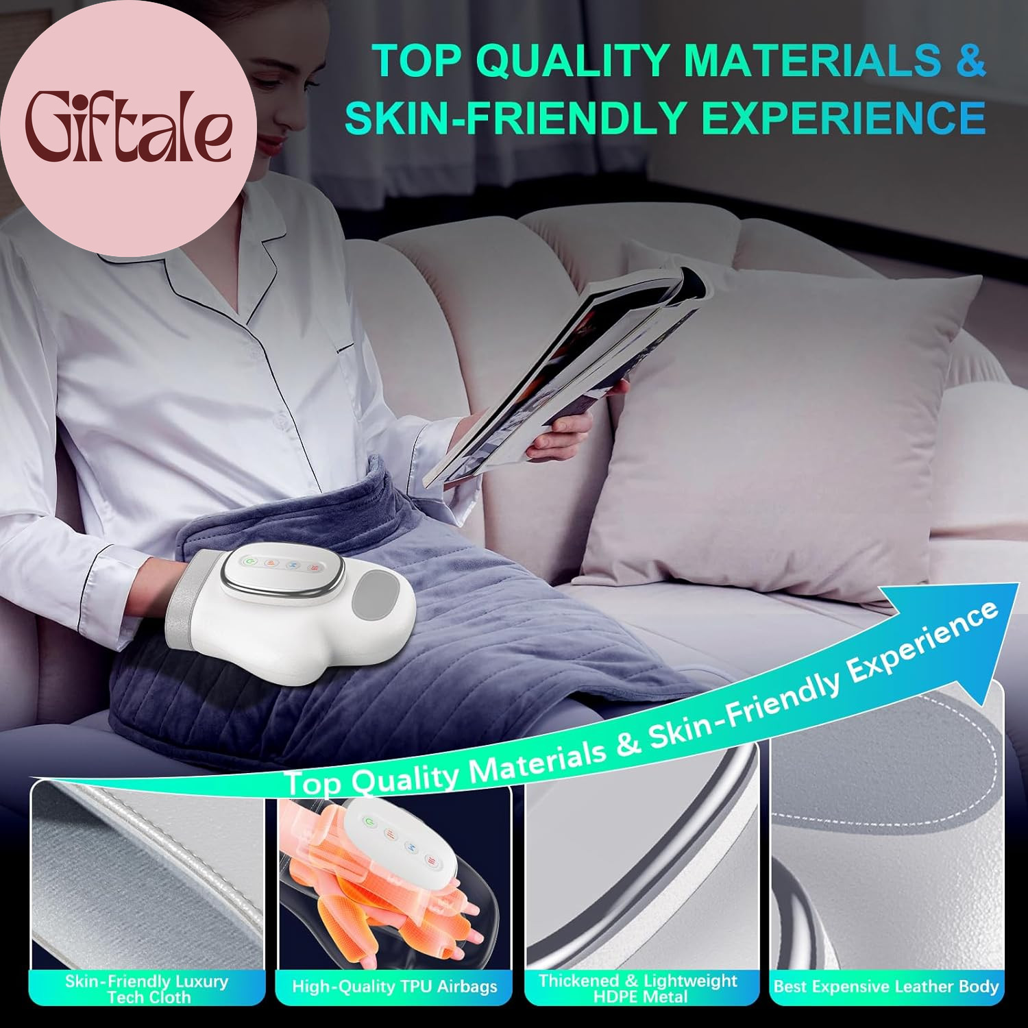 Professional Hand Massager with Heat Compression Therapy, 3 Massage 4 Temperatur