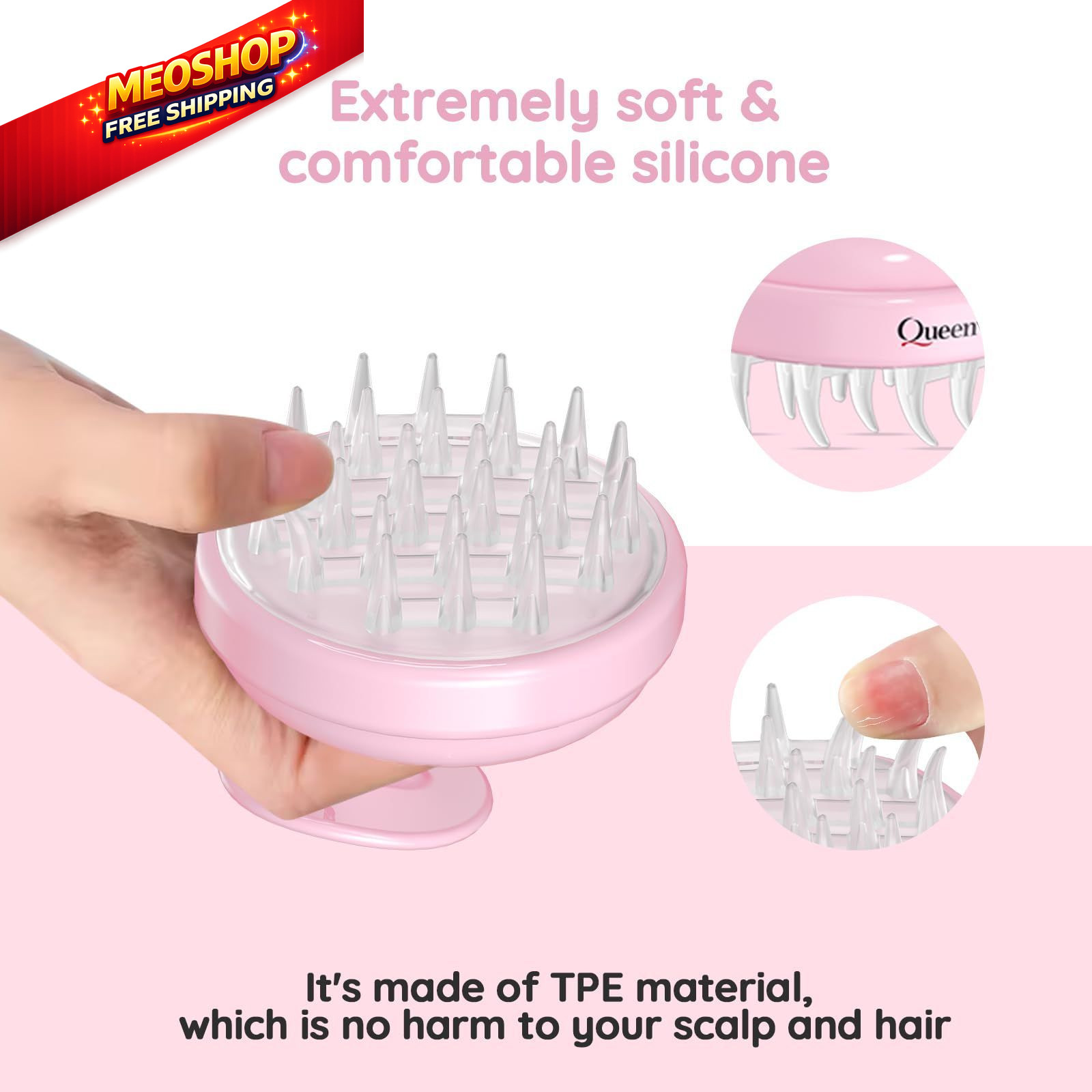 Electric Cordless Hair Scalp Massager, Portable 1 Count (Pack of 1), Pink