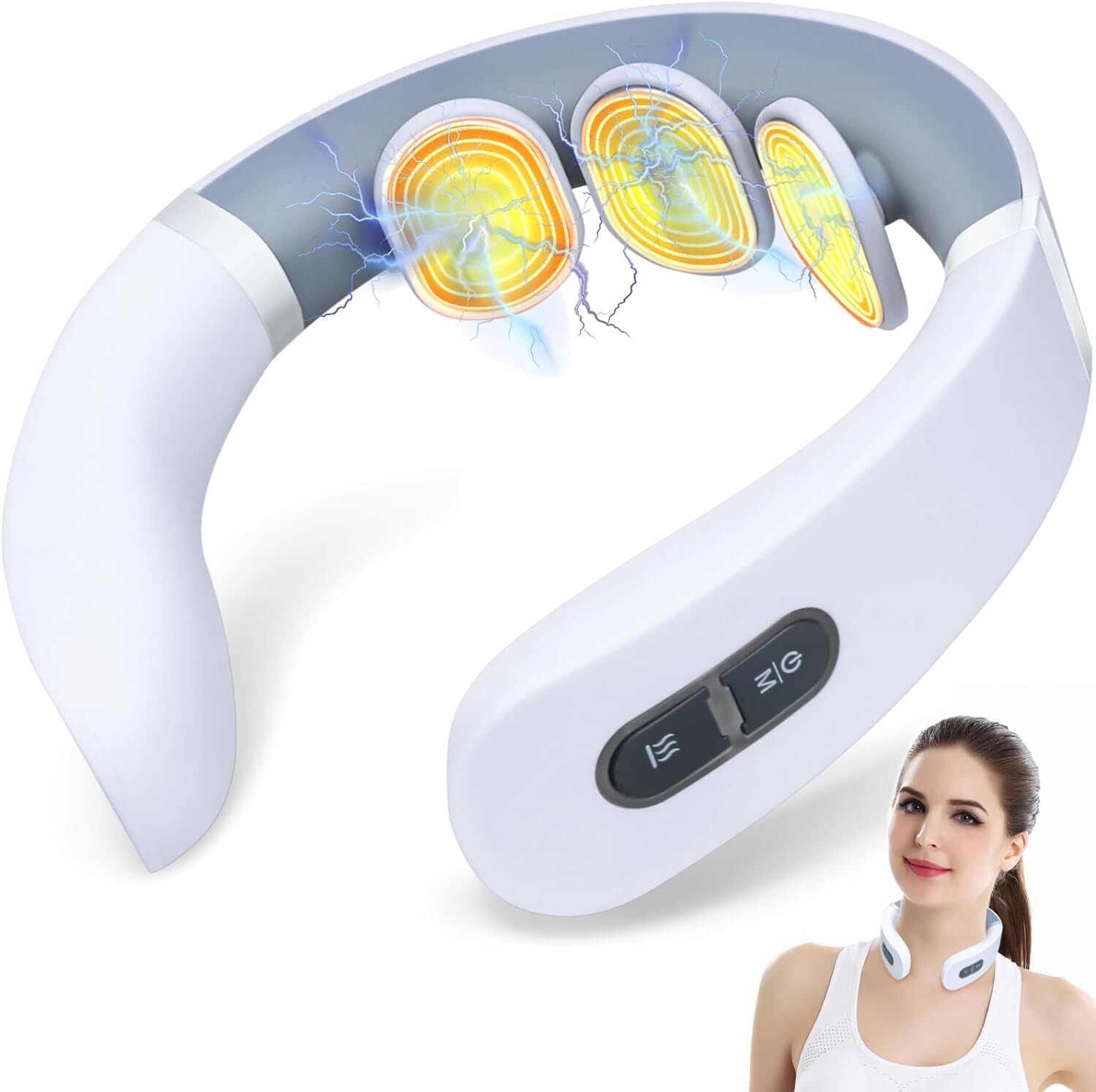 EMS TENS System Pulse Neck Massager with Heat 9 Modes for Neck Pain Relief Remot