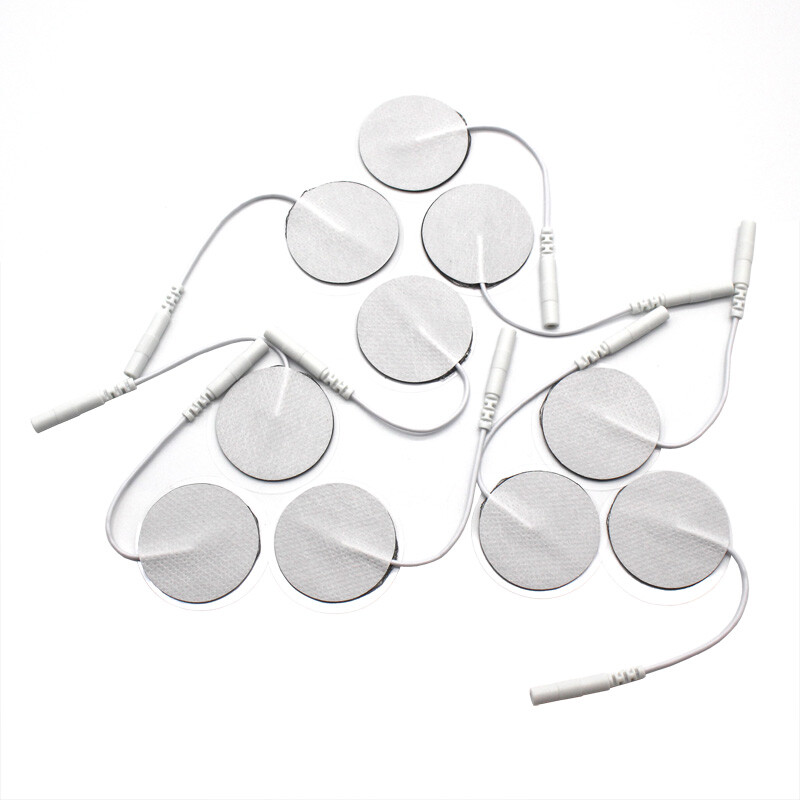40 Replacement Electrode Pads for Massagers /Tens Units 1.25» Round White Cloth