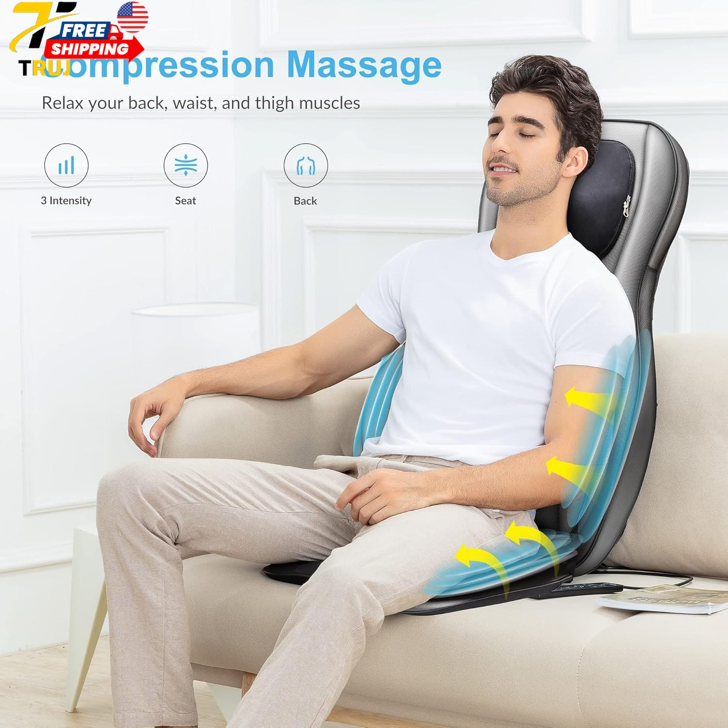 Neck Back Massager with Heat 2D ro 3D Kneading Massage Chair Pad Adjustable Neck