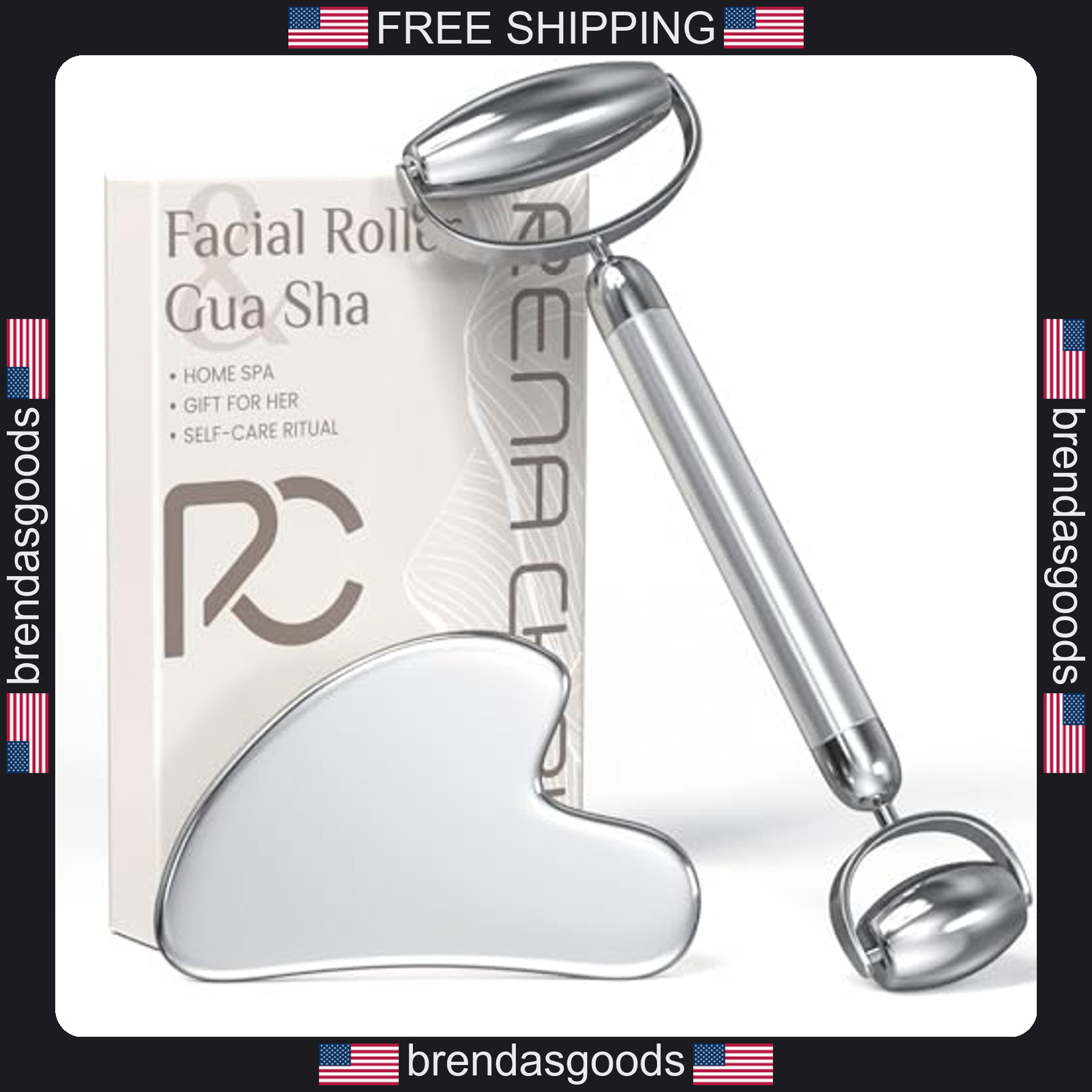 Stainless Steel Facial Roller Gua Sha Set for Skin Tightening and Puffiness