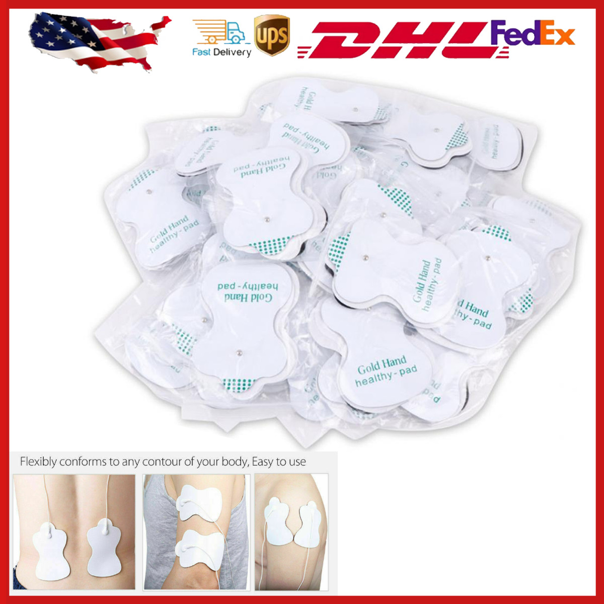 50Pcs Snap On Replacement Electrode Pads Bulk For Tens Unit Therapy Massager