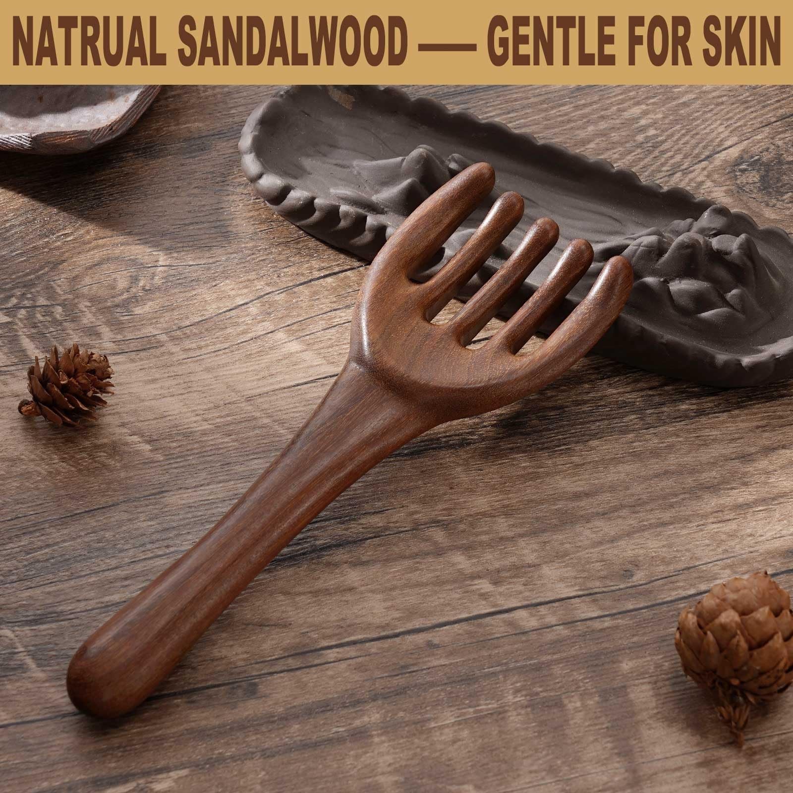 Wooden Scalp Massager, Foot Massage Tool, Massage Comb for Gua Sha – Sandalwood