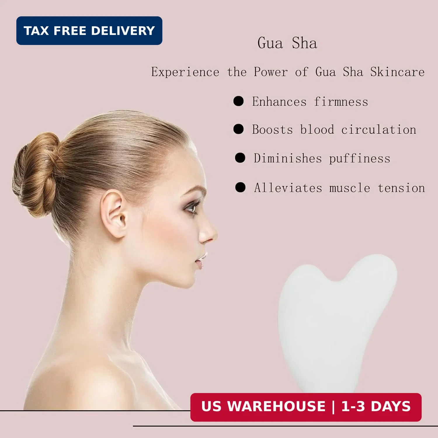 Gua Sha Jade Stone Gua Sha Massage Tool, Guasha Tool for Face and Body Skin Mass