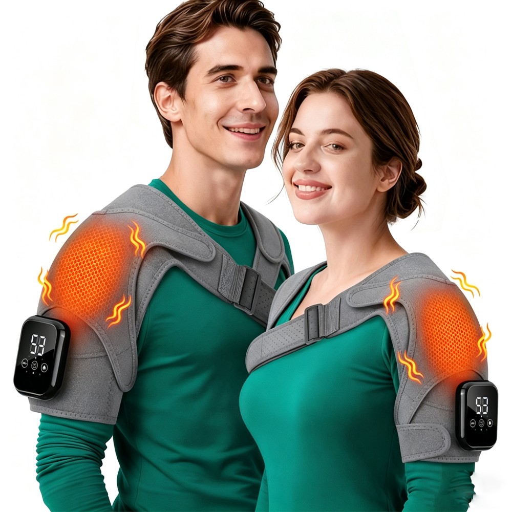 Electric Shoulder Massager Heated Shoulder Brace with Vibration for Pain Relief