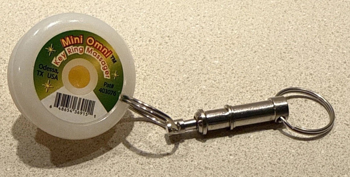 Mini Omni Key Ring Massager Roller Ball On Detachable Keychain (Yellow) USA. NEW