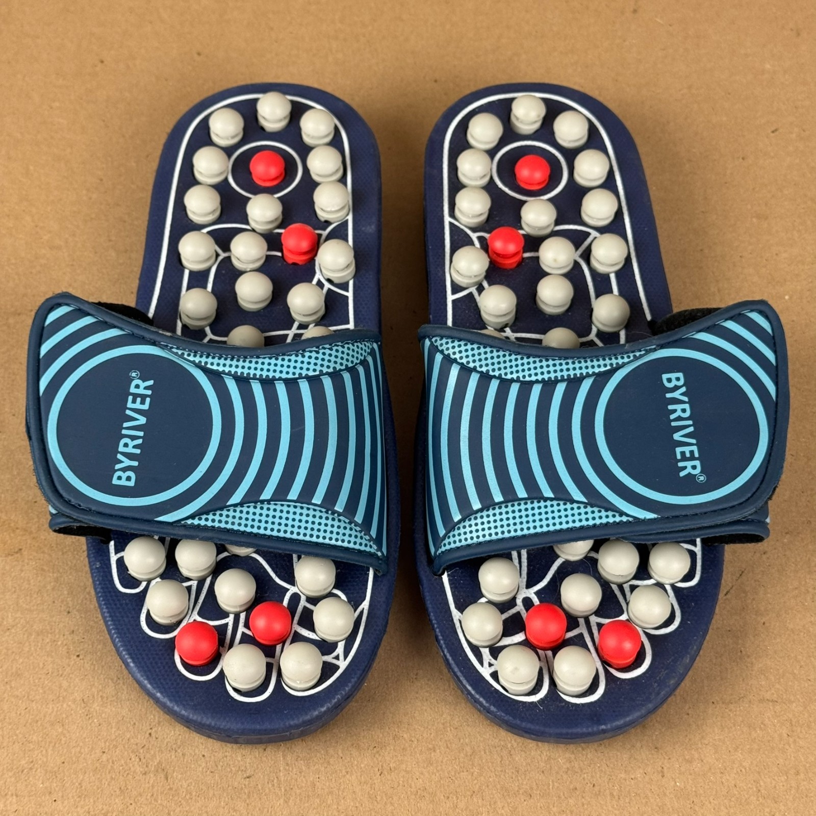 BYRIVER Foot Reflexology Acupressure Sandals Men 9-9.5 / Women 10.5-11 Blue