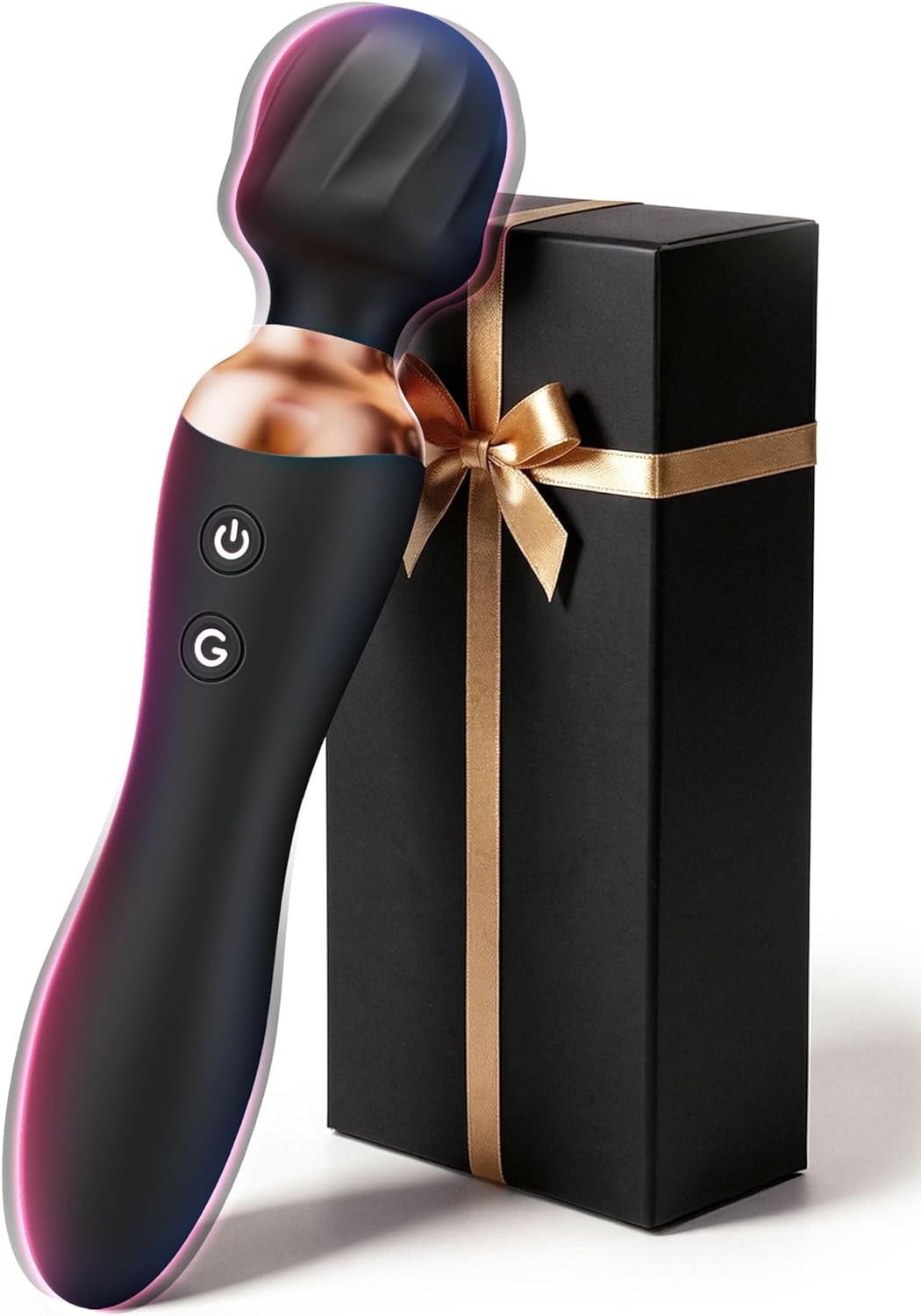 Dual Ended Rechargeable Personal Massager 24 Modes Waterproof Wand Black