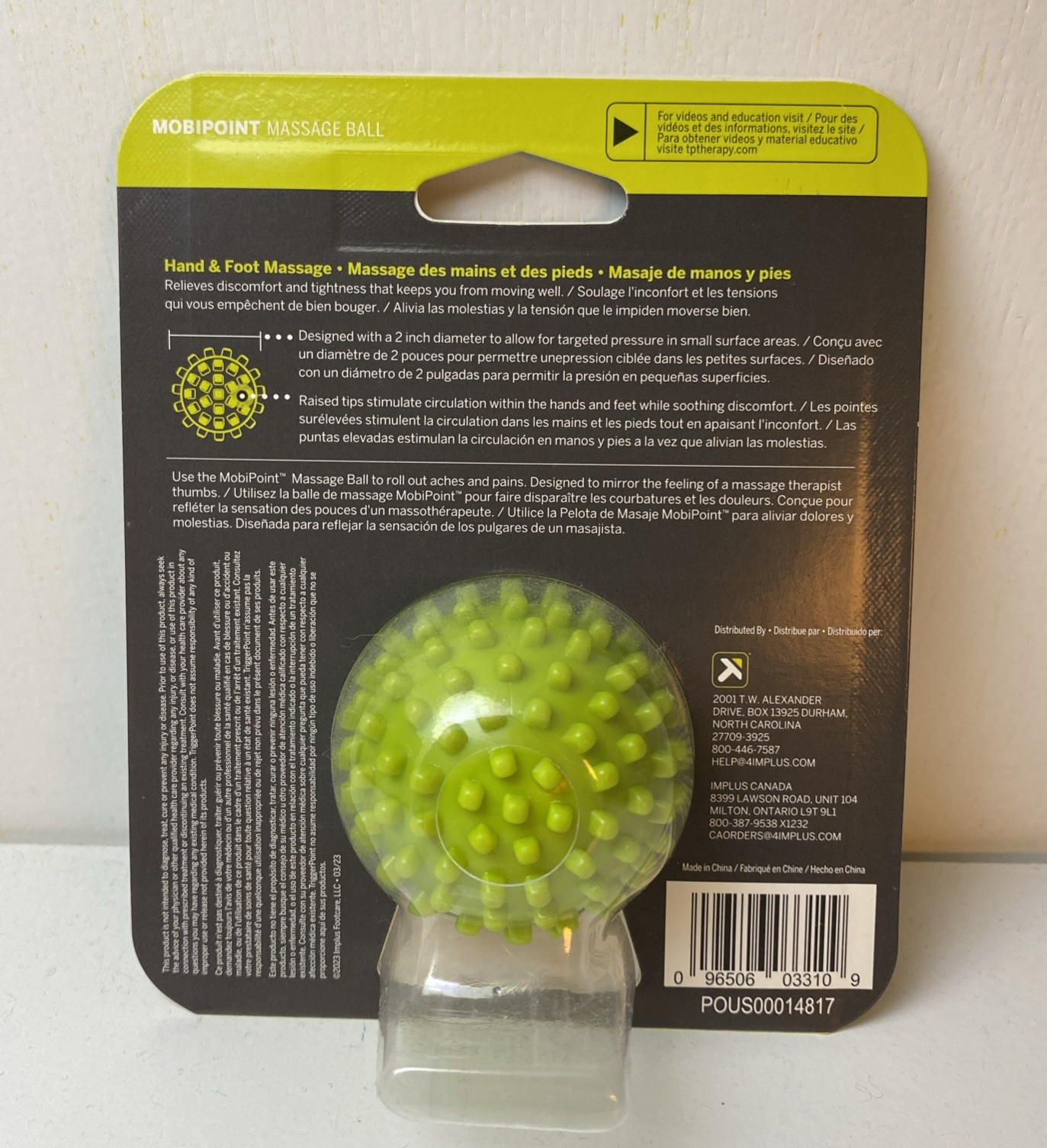 TriggerPoint MobiPoint Hand and Foot Massage Therapy Ball – Green, 2” dia. New