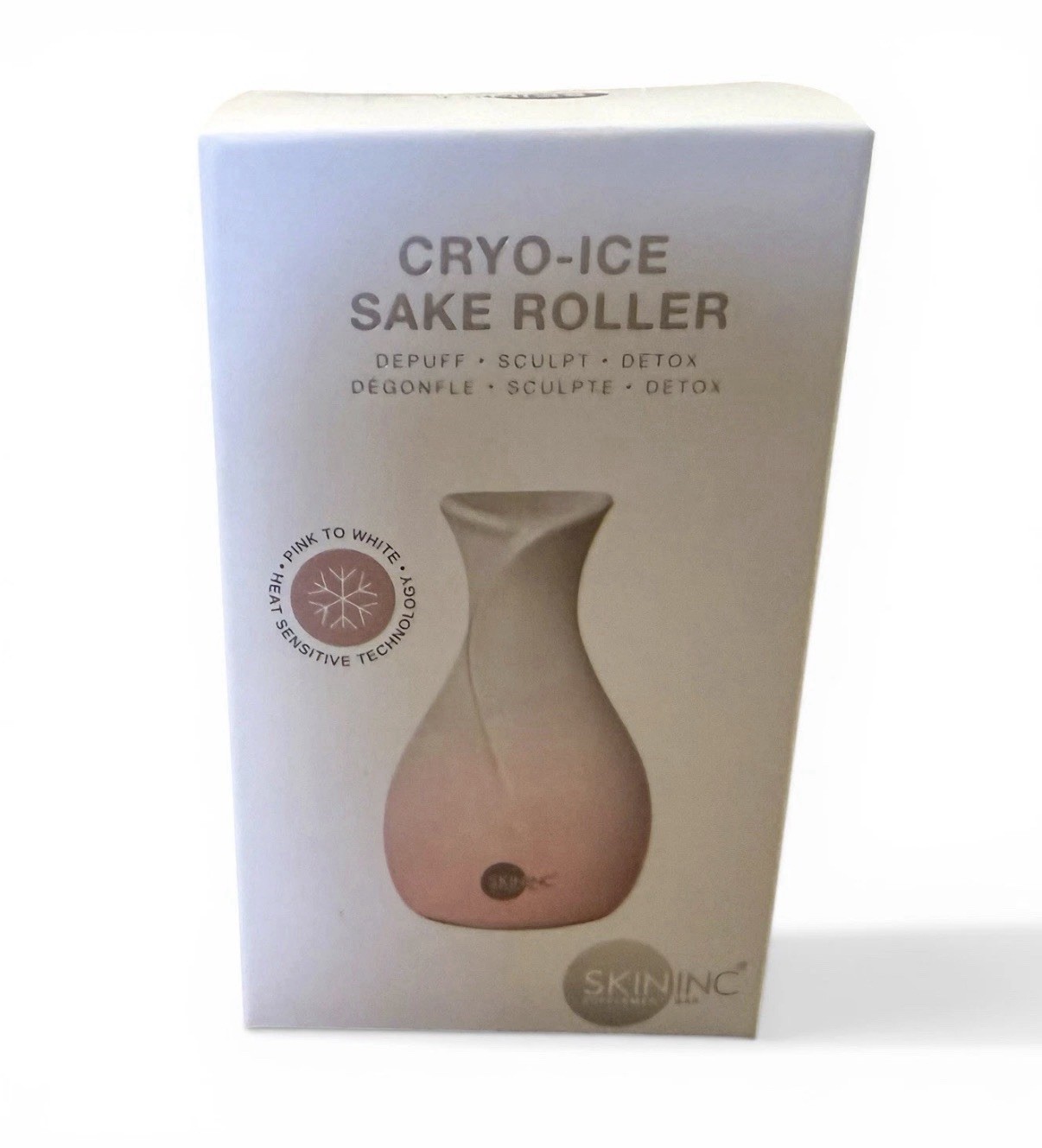 Skin Inc Cryo Ice Sake Roller – Depuff Sculpt Detox – Pink To White New/Sealed
