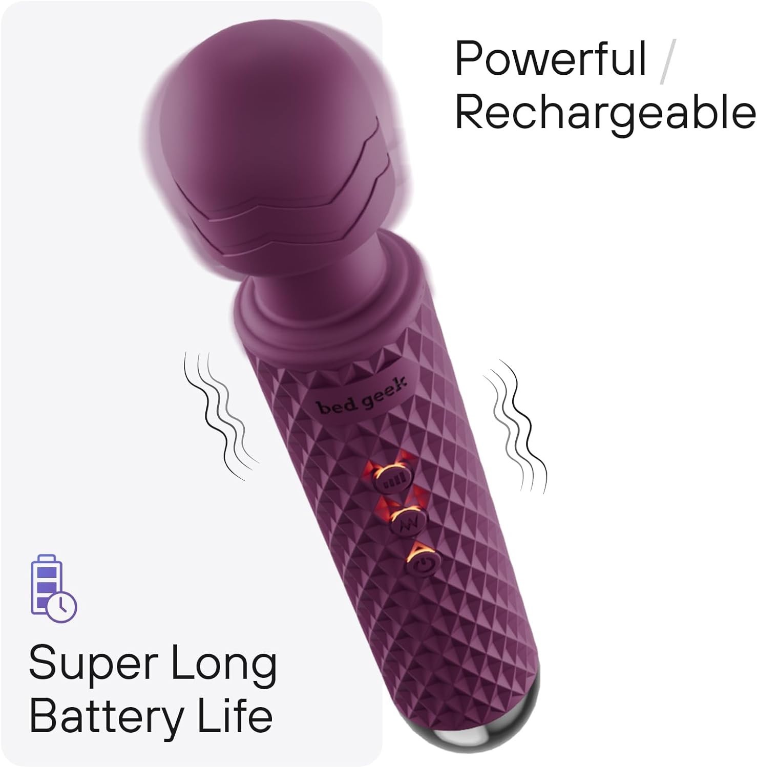 Portable Wand Massager with Quiet Operation, 20 Patterns and 8 Adjustable Speeds