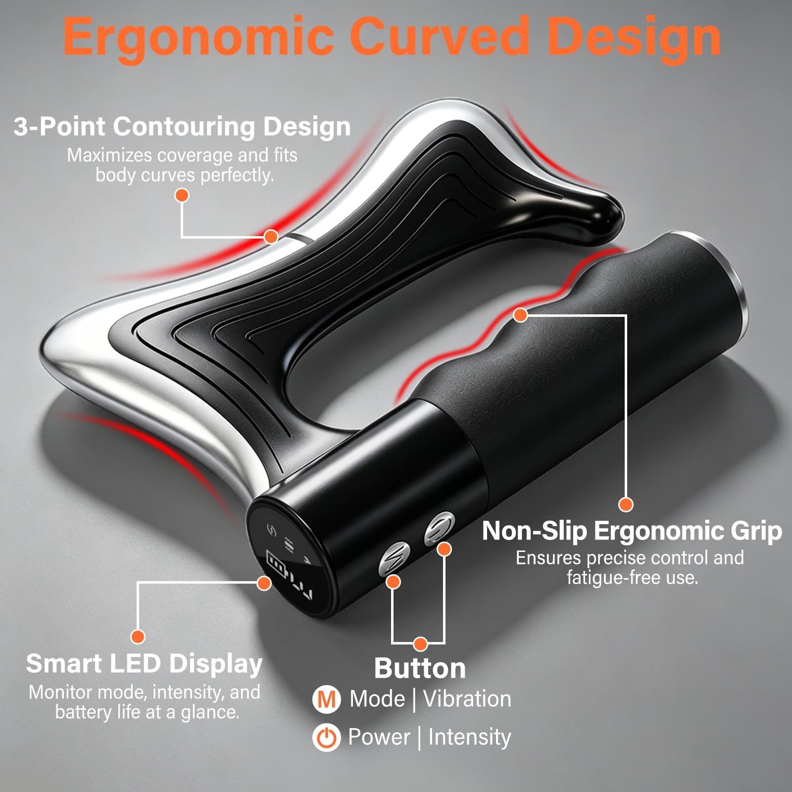 6 Modes Heated Muscle Scraper, 3 Adjustable Intensity Levels with LED Display…