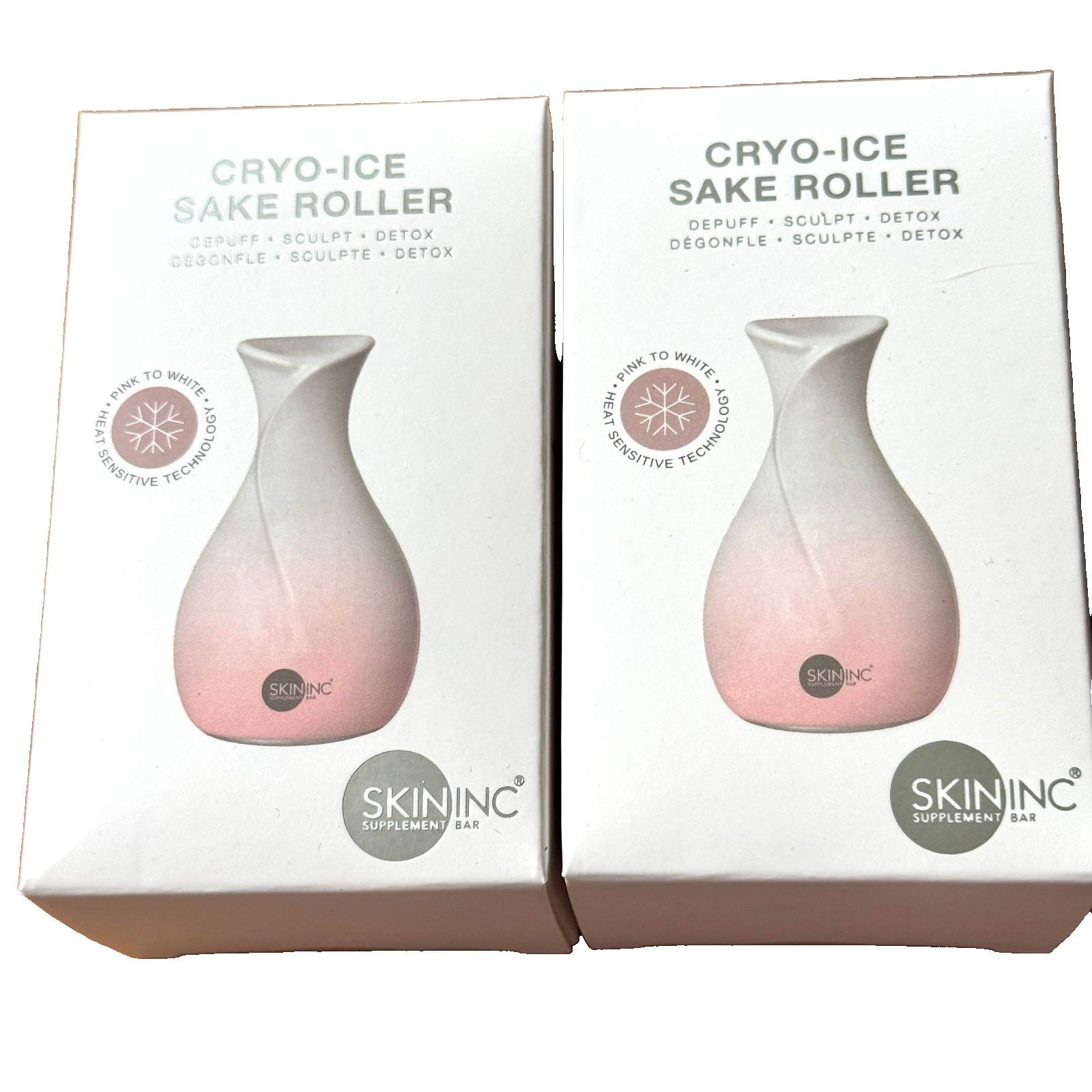 2x Skin Inc Cryo-Ice Sake Roller *Depuff~Sculpt~Detox* Pink to White SHIPS FREE