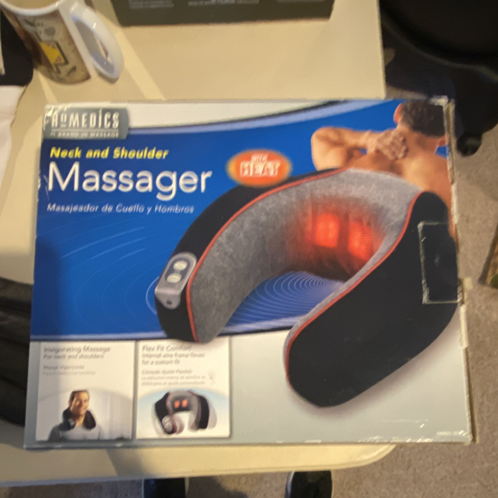 HoMedics Heated Neck & Shoulder Massager Gray Black Flex Fit NMSQ-200J-2
