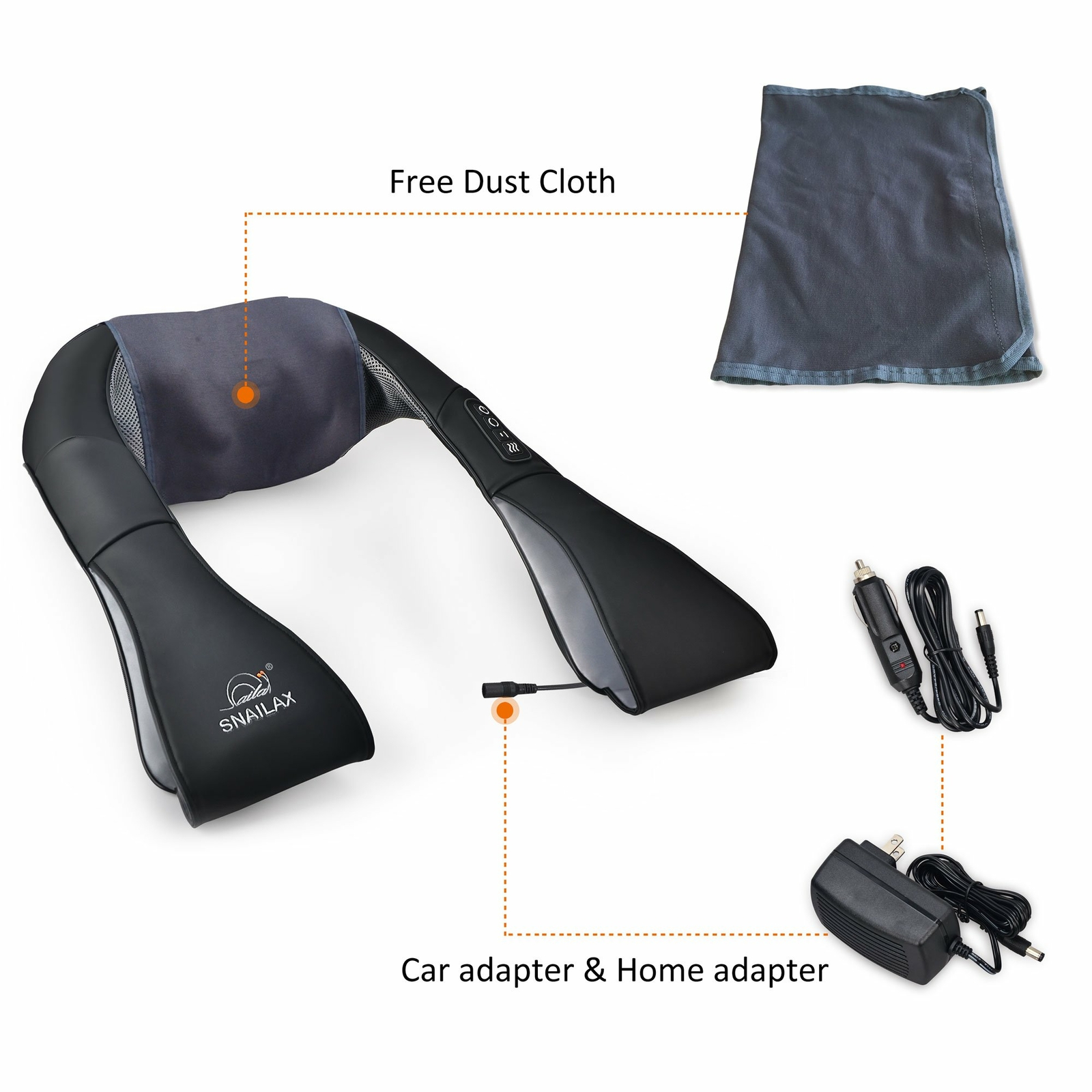 Snailax Shiatsu Neck Massager with Heat, Shoulder Massager Pillow for Neck Back