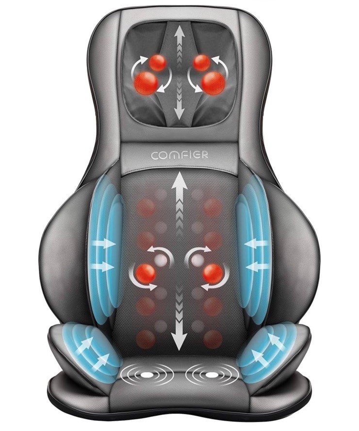 Comfier Shiatsu Neck & Back Massager – 2D/3D Kneading Full Back Massager w/ Heat