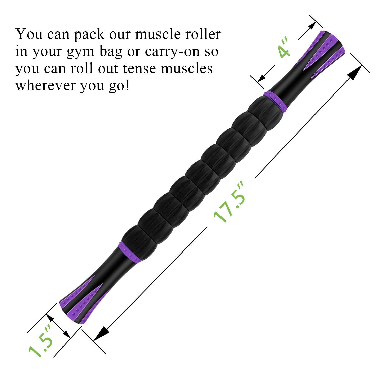 MZDXJ Muscle Roller Massage 17.5×1.5 Inch (Pack of 1), Purple Black