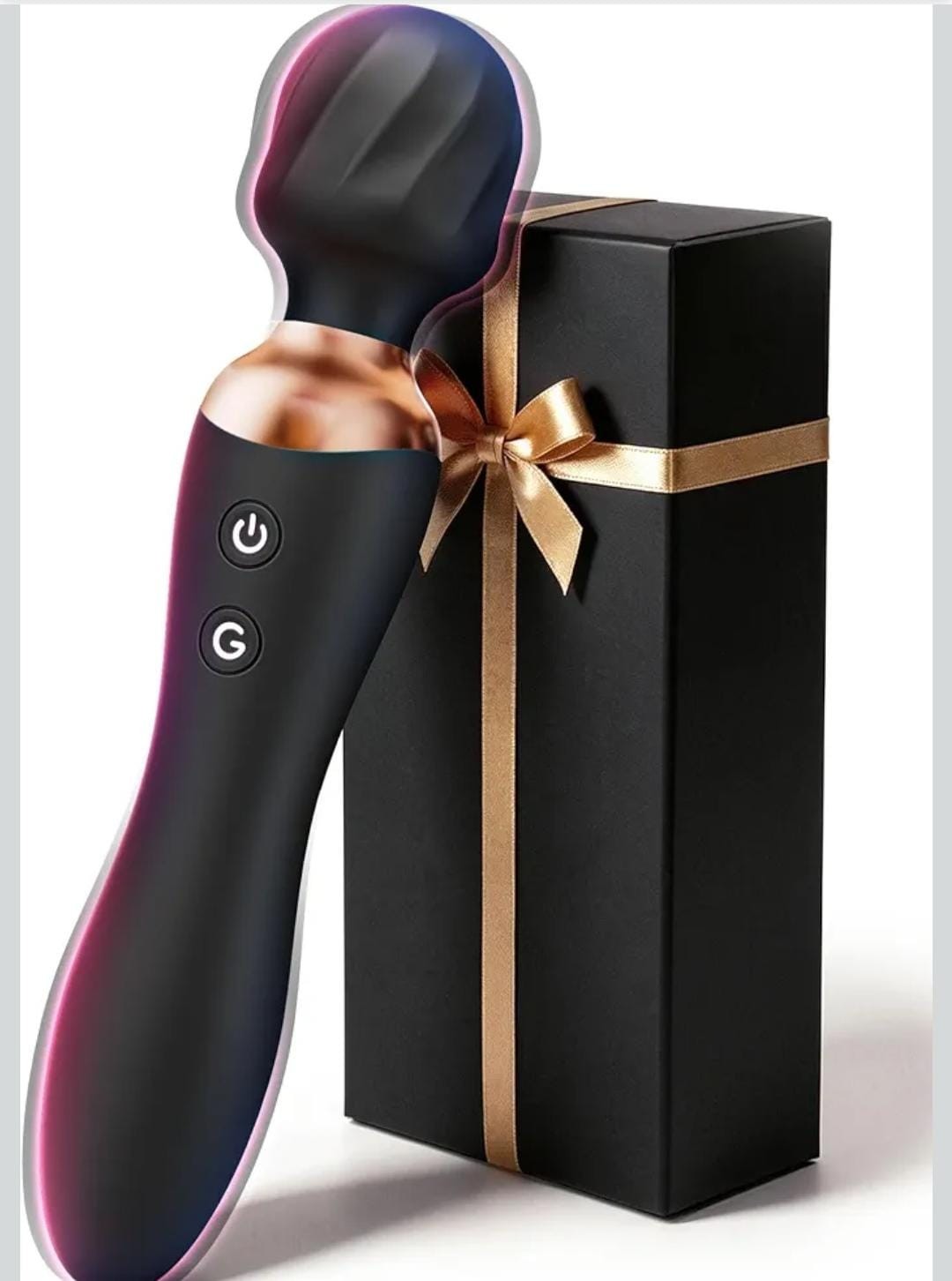 Dual Ended Rechargeable Personal Massager 24 Modes Waterproof Wand Black