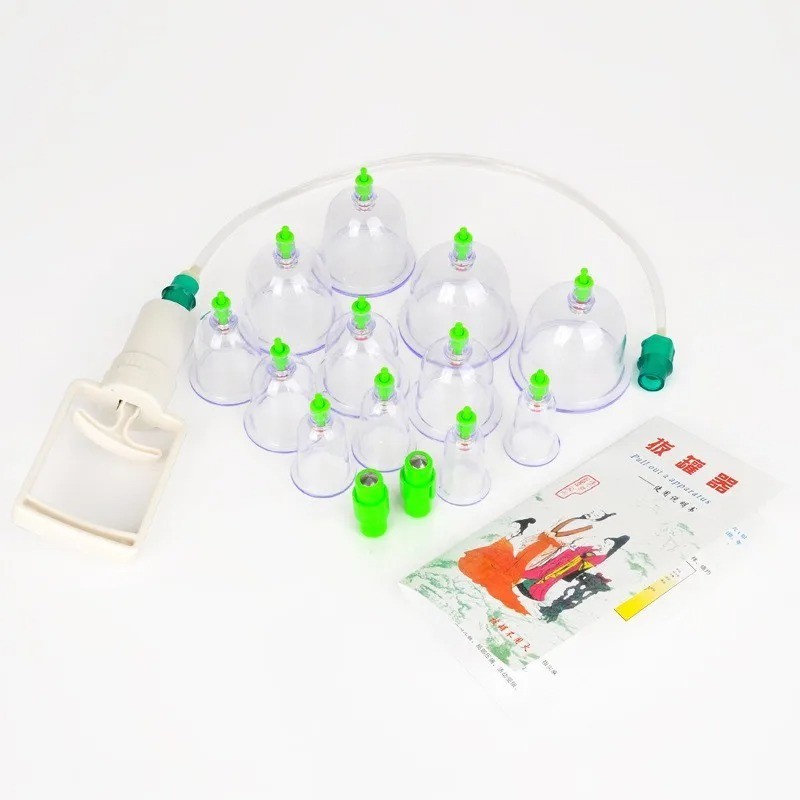 12PCS Vacuum Cupping Set Pump Gun Suction Cups Body Massage Therapy Kit