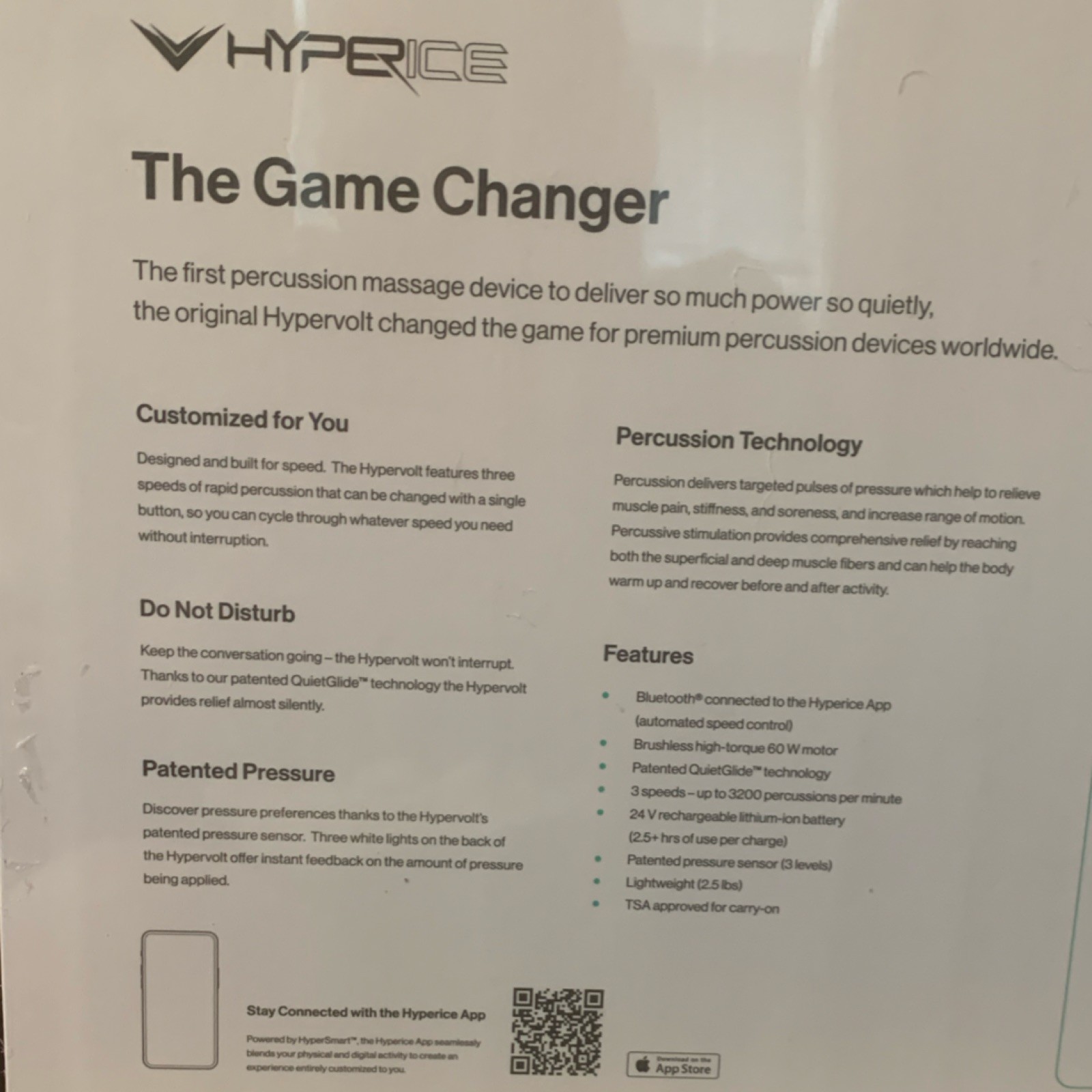 Hyperice Hypervolt Bluetooth Percussion Massage Gun 5 Attachments