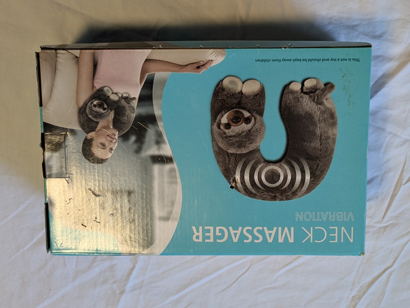 HealthTouch Sloth Neck Massager Vibration Plush Travel Pillow NEW In Box
