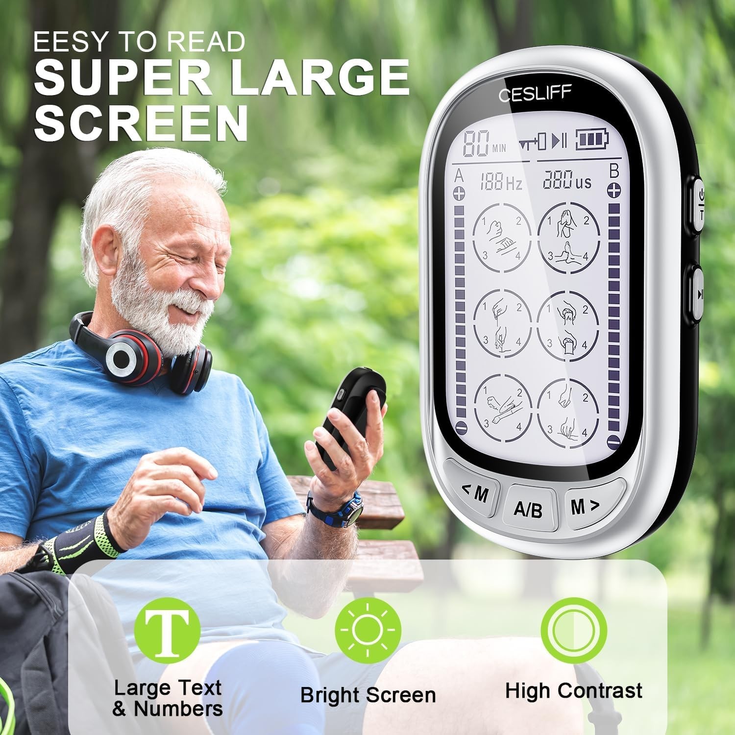 Large LCD TENS EMS Muscle Stimulator Pain Relief Massager – 24 Mode Dual Channel