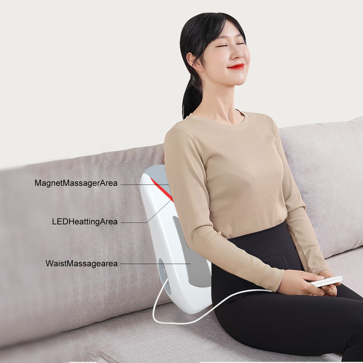 Electric Back Waist Massager Tens Unit with Heated Pulsed Therapy Pain Relief