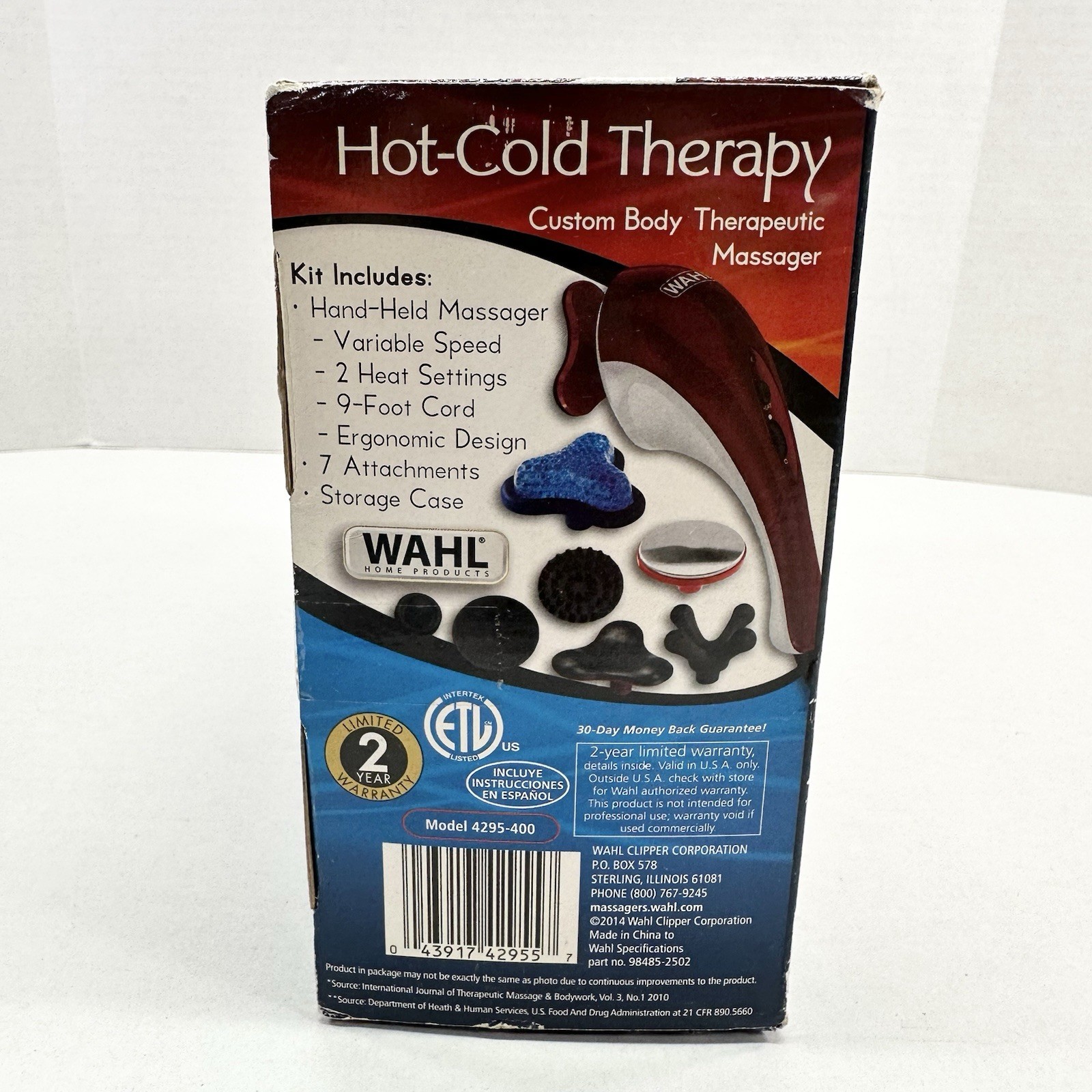 Wahl 4295-400 Hot-Cold Therapy Custom Body Therapeutic Massager 7 Attachments