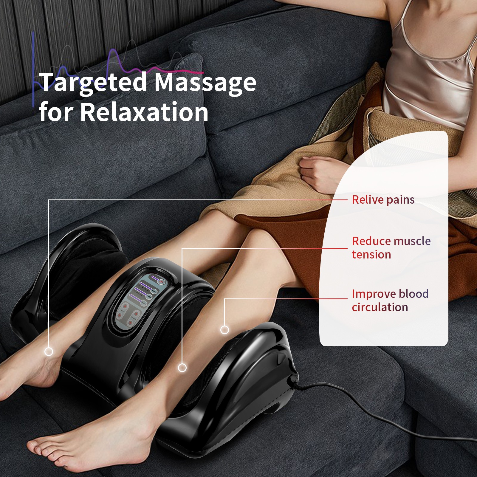 Shiatsu Foot and Calf Massager Machine Kneading Rolling Vibration Leg Massager