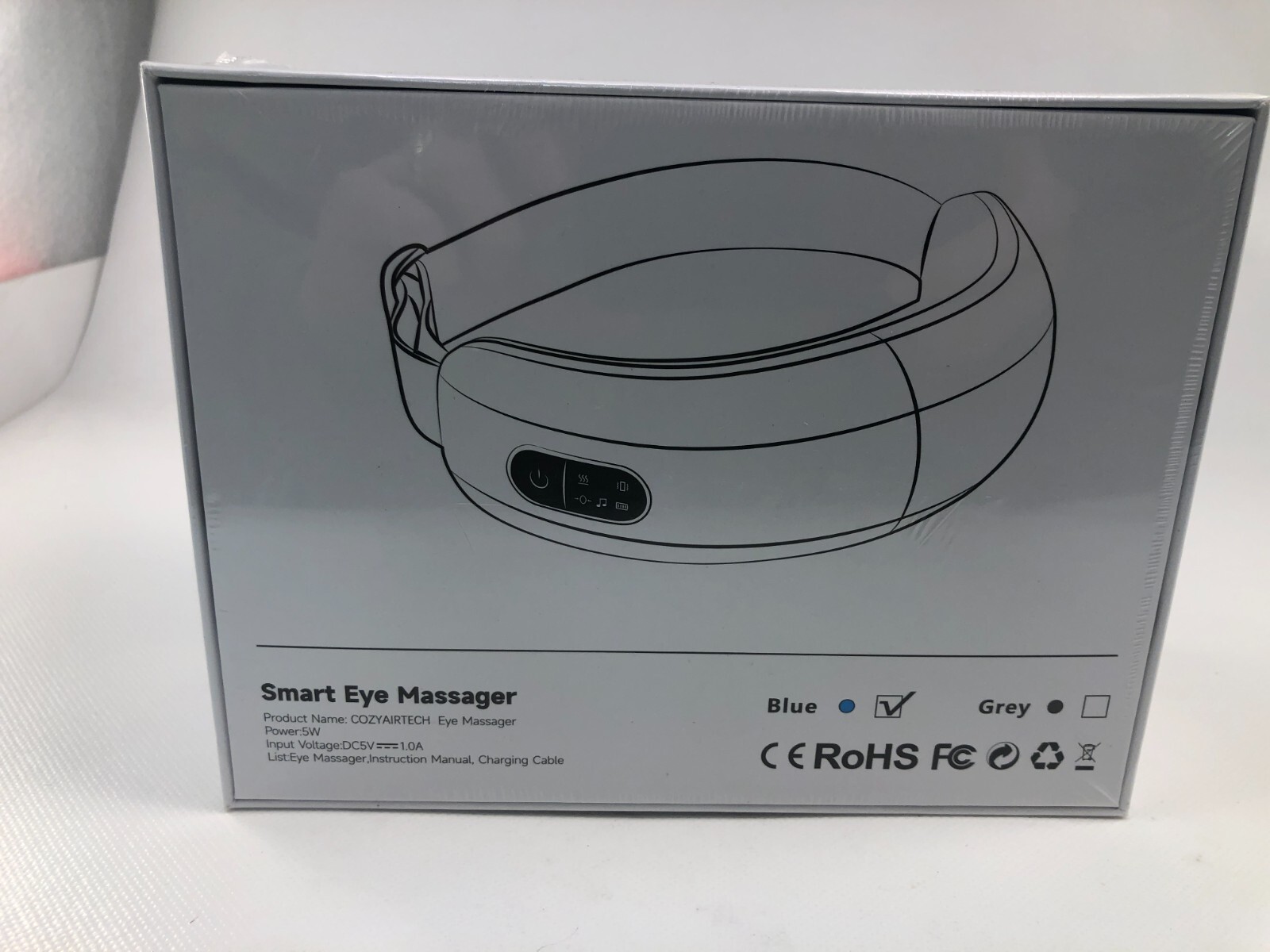 Smart Eye Massager by Cozyairtech features built in music, pressure, heat BLUE