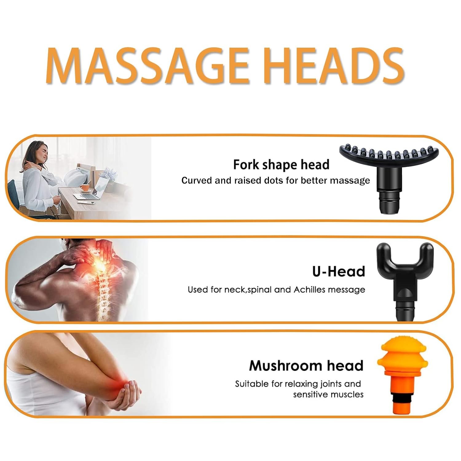 Massage Gun Attachments Set, 9 Muscle Massager Heads, Replaceable Massage Gun