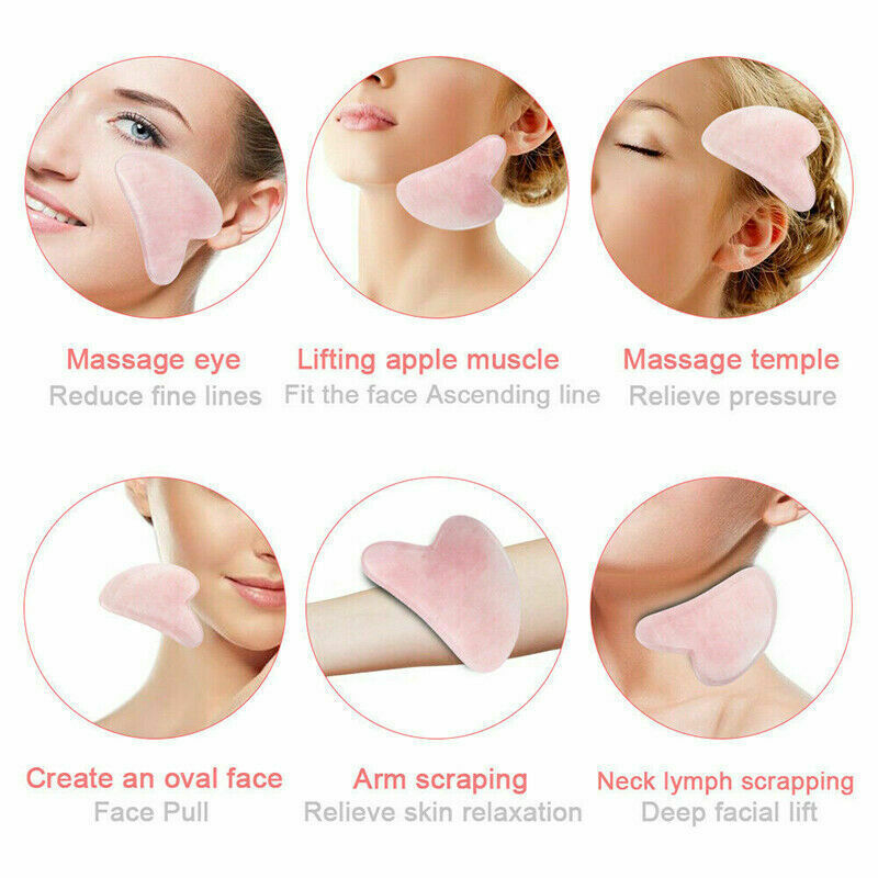 Natural Rose Quartz Stone GuaSha Massage Face Tool Gua Sha Board Body Massagers