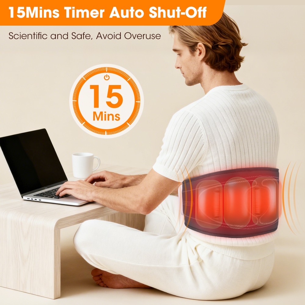 Heating & Air Compression Massage Belt Lumbar Support for Lower Back Pain Relief