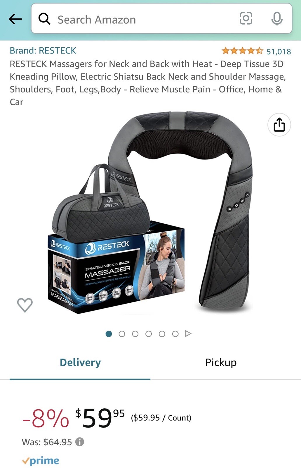 Nekteck Shiatsu Deep Kneading Massage Pillow