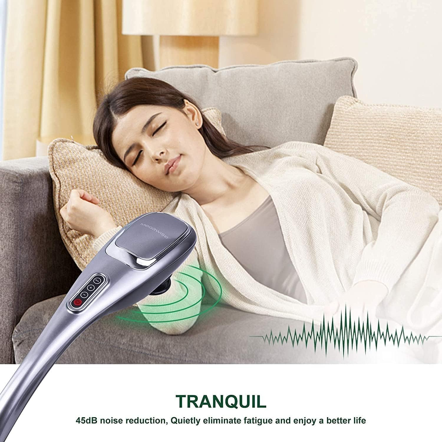MEGAWISE Handheld Back Massager | Deep Tissue Percussion Massage for Back, Neck,