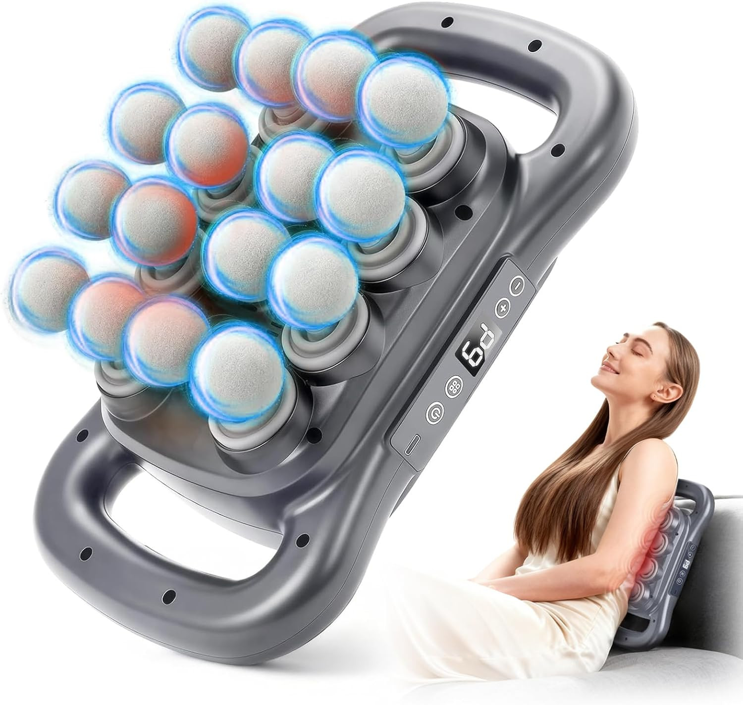 16-Head Massage Gun, Deep Tissue Massager with 9 Modes & Levels, Quiet Muscle Ma