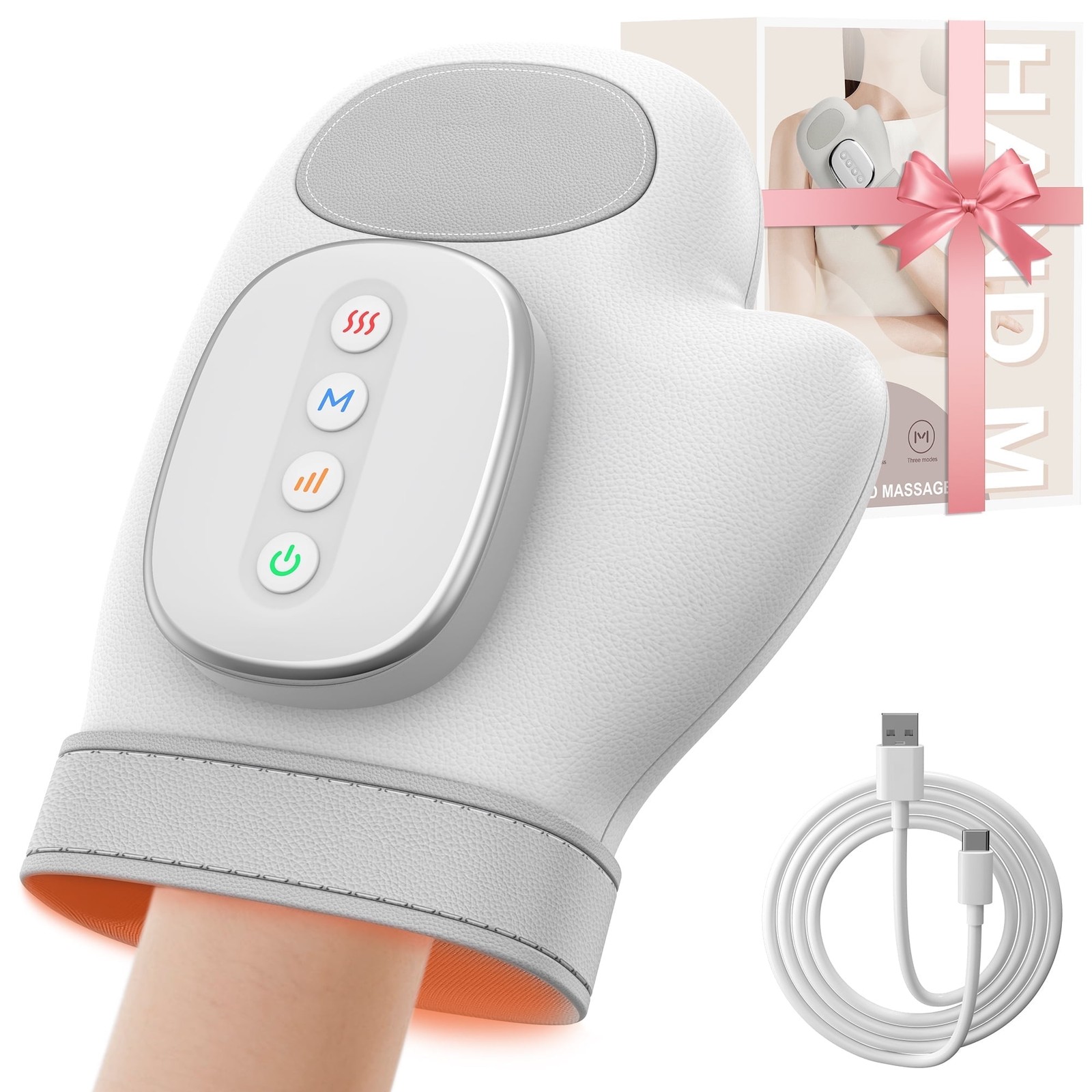 Msake Hand Massager Massage Glove with Heat and 360 Airbag Compression, 3