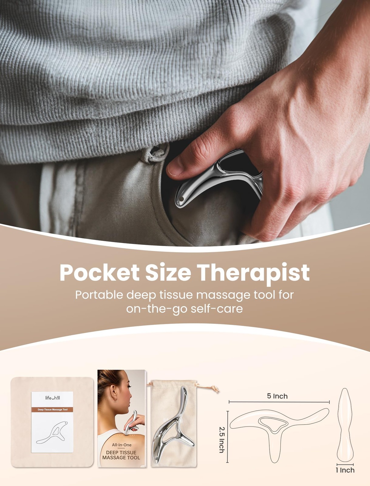 Trigger Point Massage Tool for Pain Relief Deep Tissue & Gua Sha, HSA Fascia …