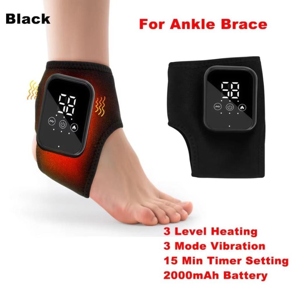 Electric Foot and Ankle Massager Brace for Pain Relief Heating Vibration Therapy