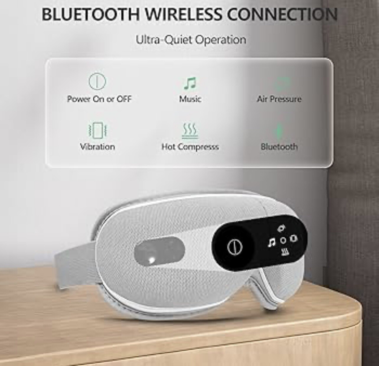 Electric Eye Massager Heat Compress Relax Smart Eyes Mask with Music Gray