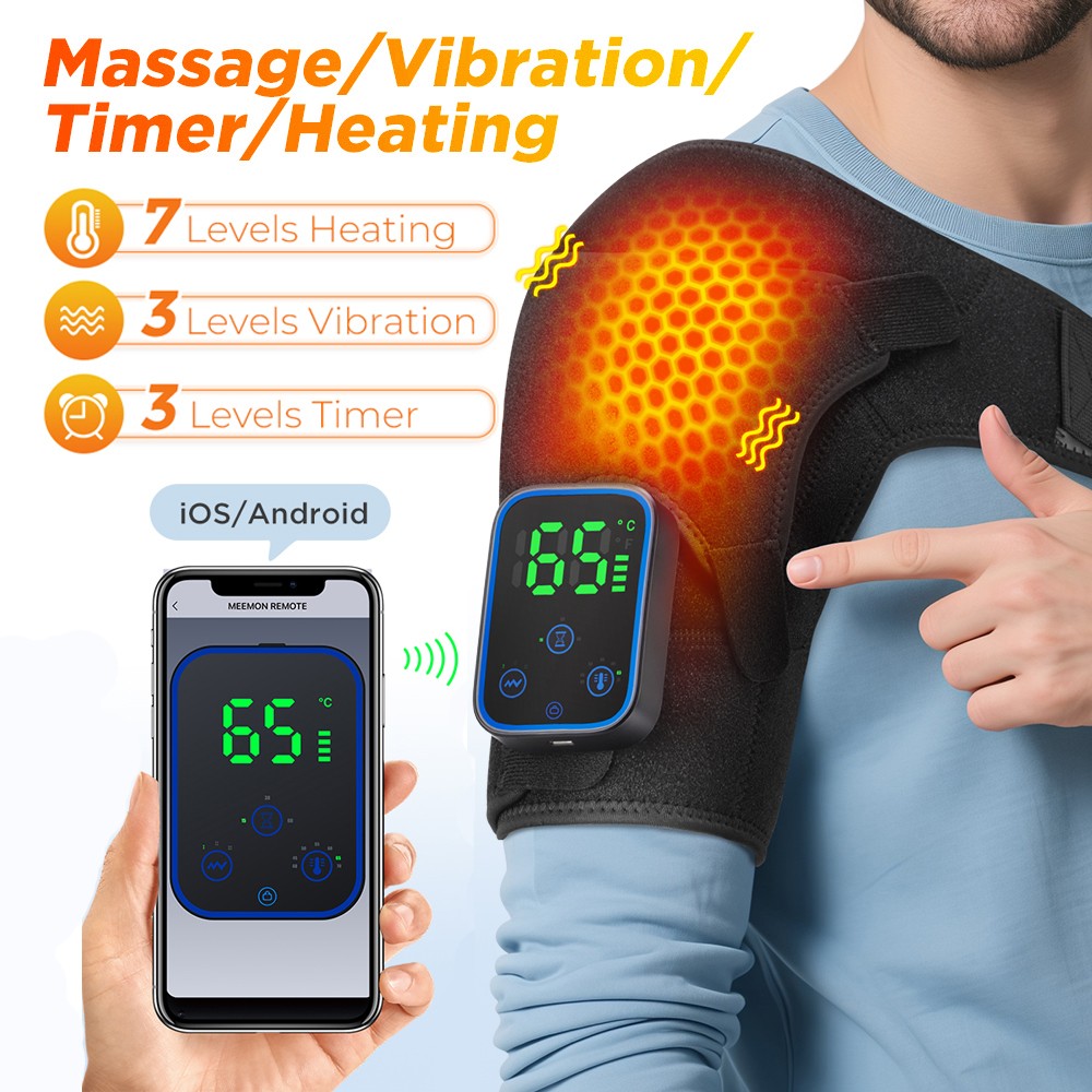 Electric Heated Shoulder Massager With Vibration Massage Brace Joint Pain Relief