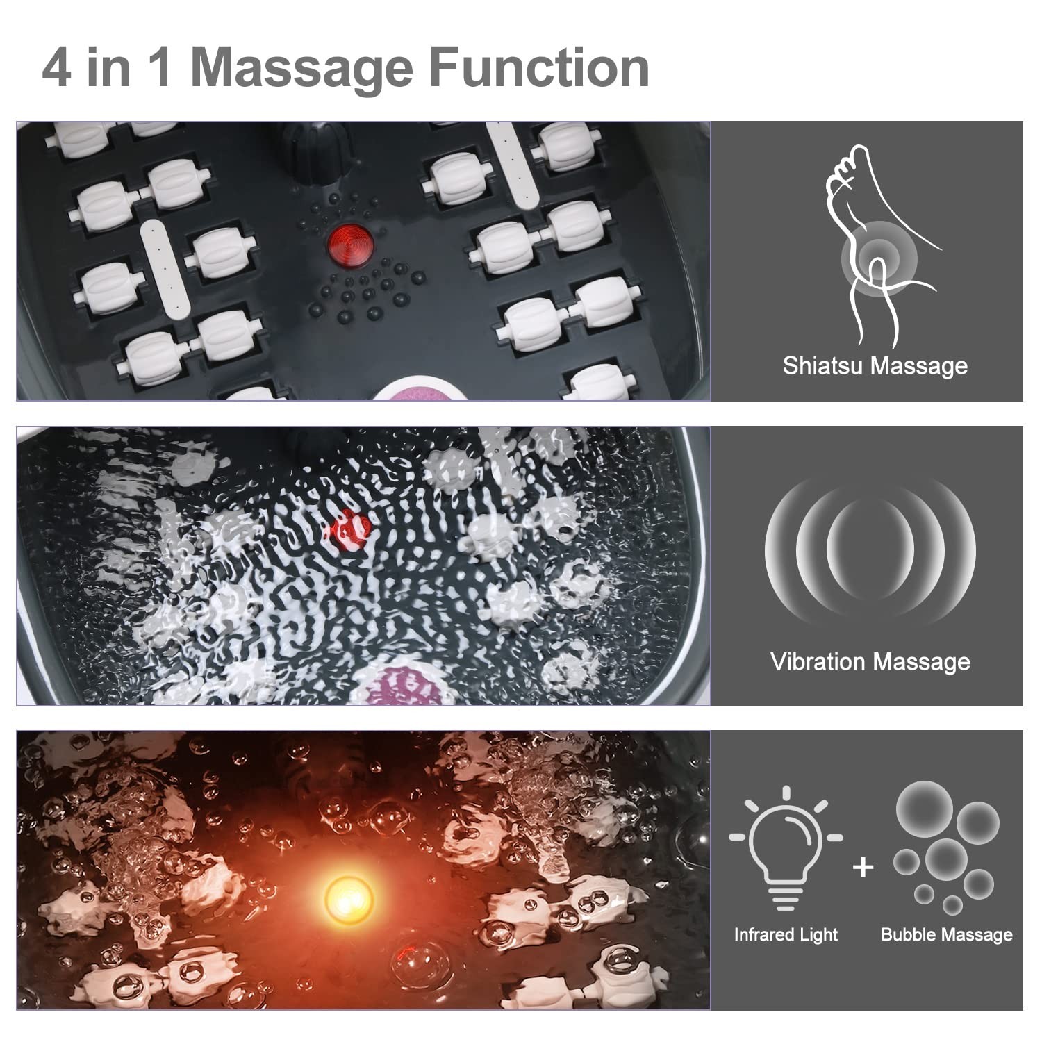 Foot Spa Bath Massager with Heat Bubbles Vibration Infrared Massage Jets