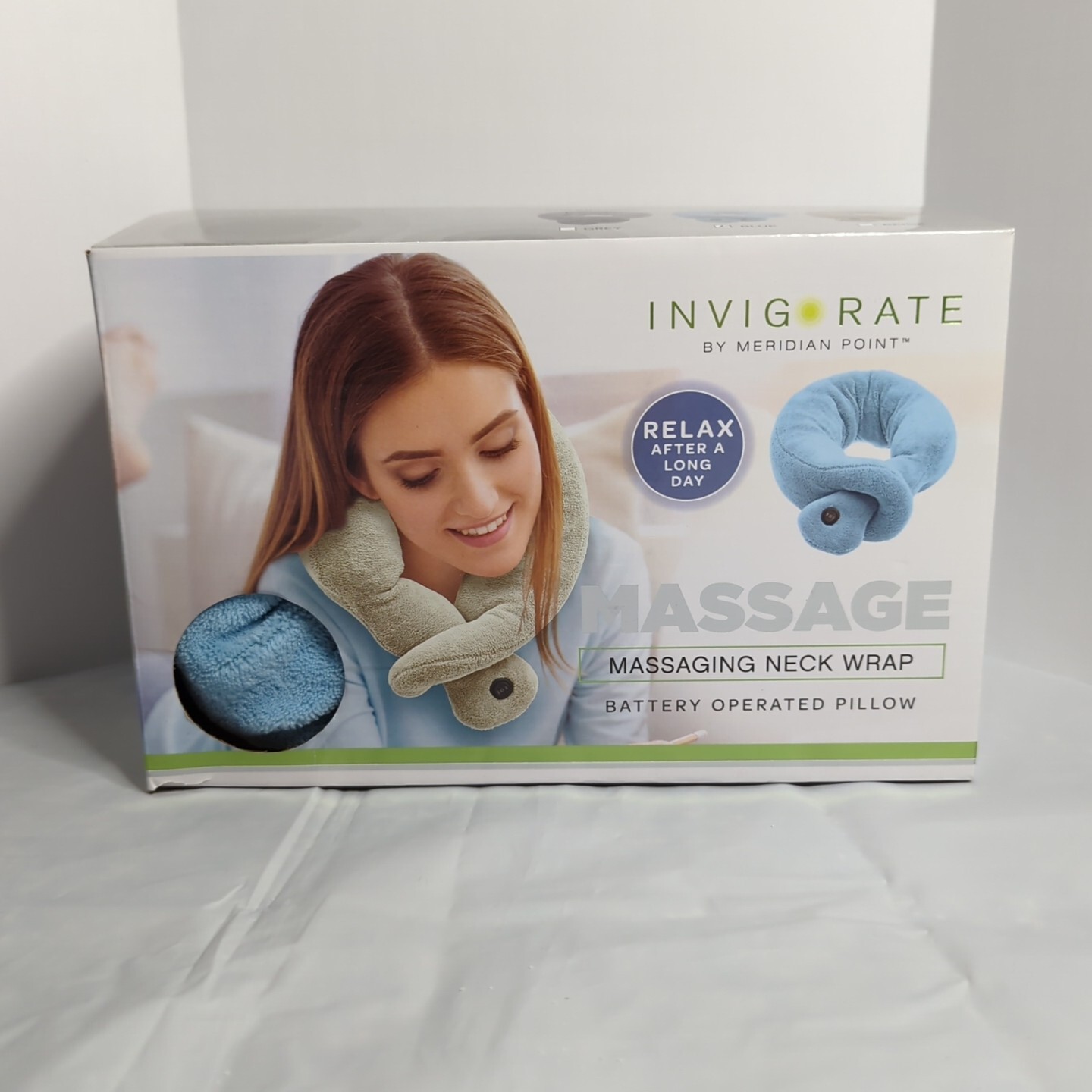 Massaging Neck Wrap by Meridian Point Blue New In Box Portable