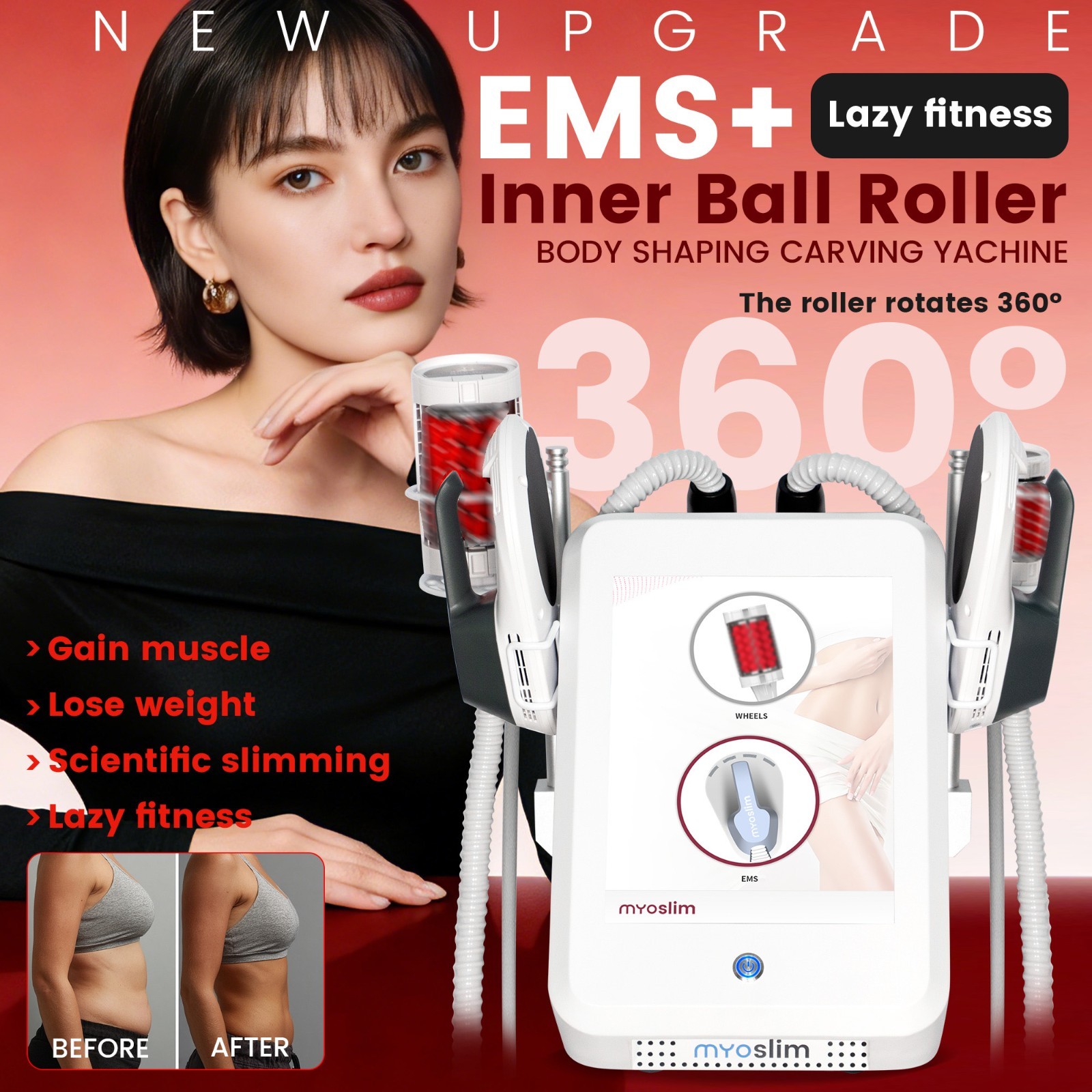 Professional 4 Handles Inner Ball Roller Body Massage Shaping Sculpt Machine