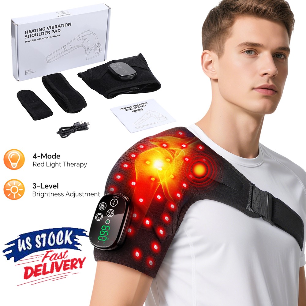 2-in-1 Red Light Knee Joint Shoulder Massager Therapy Pain Relief with Vibration