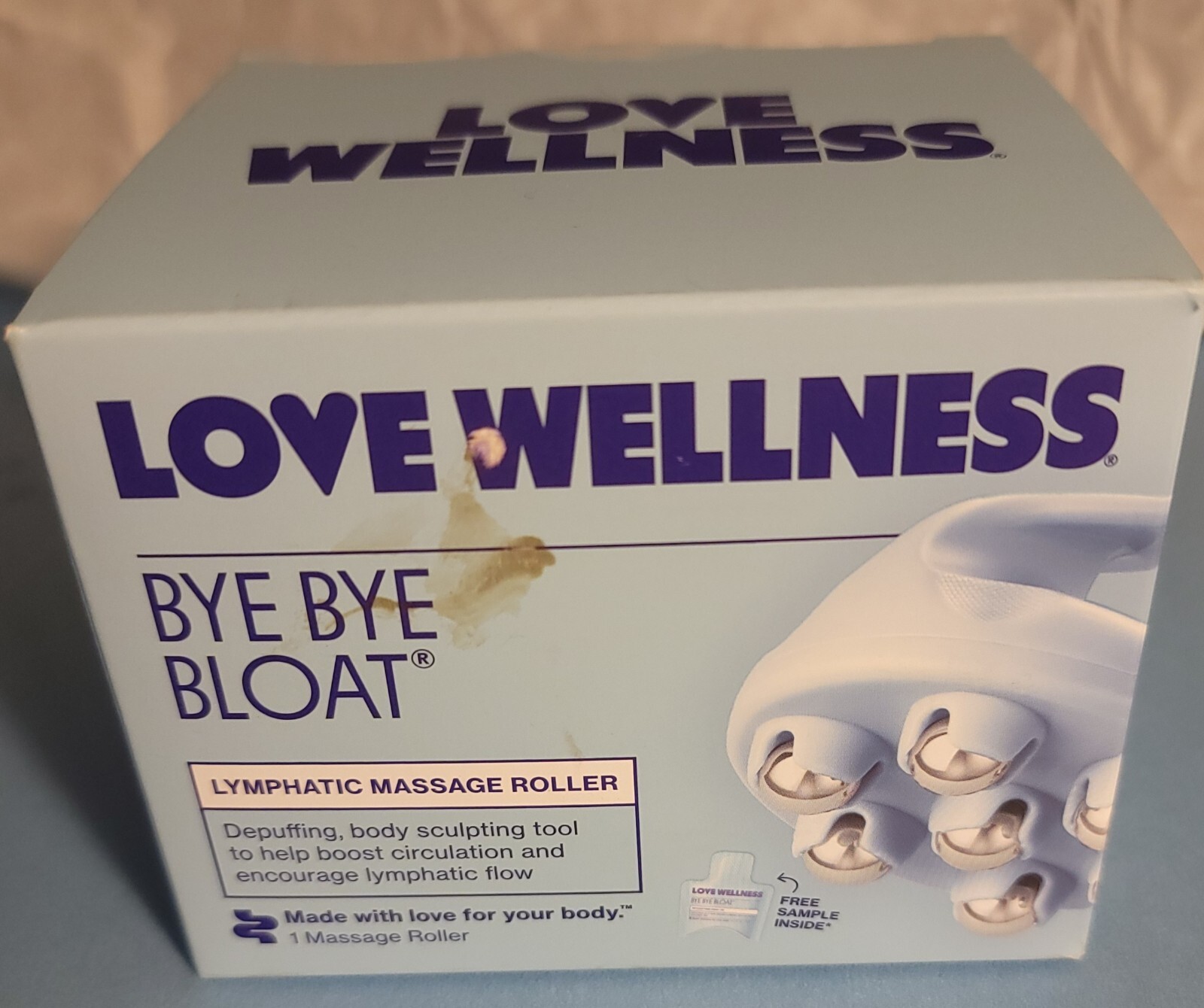 Love Wellness Bye Bye Bloat Lymphatic Massage Roller Handheld & Sample Bloat Oil