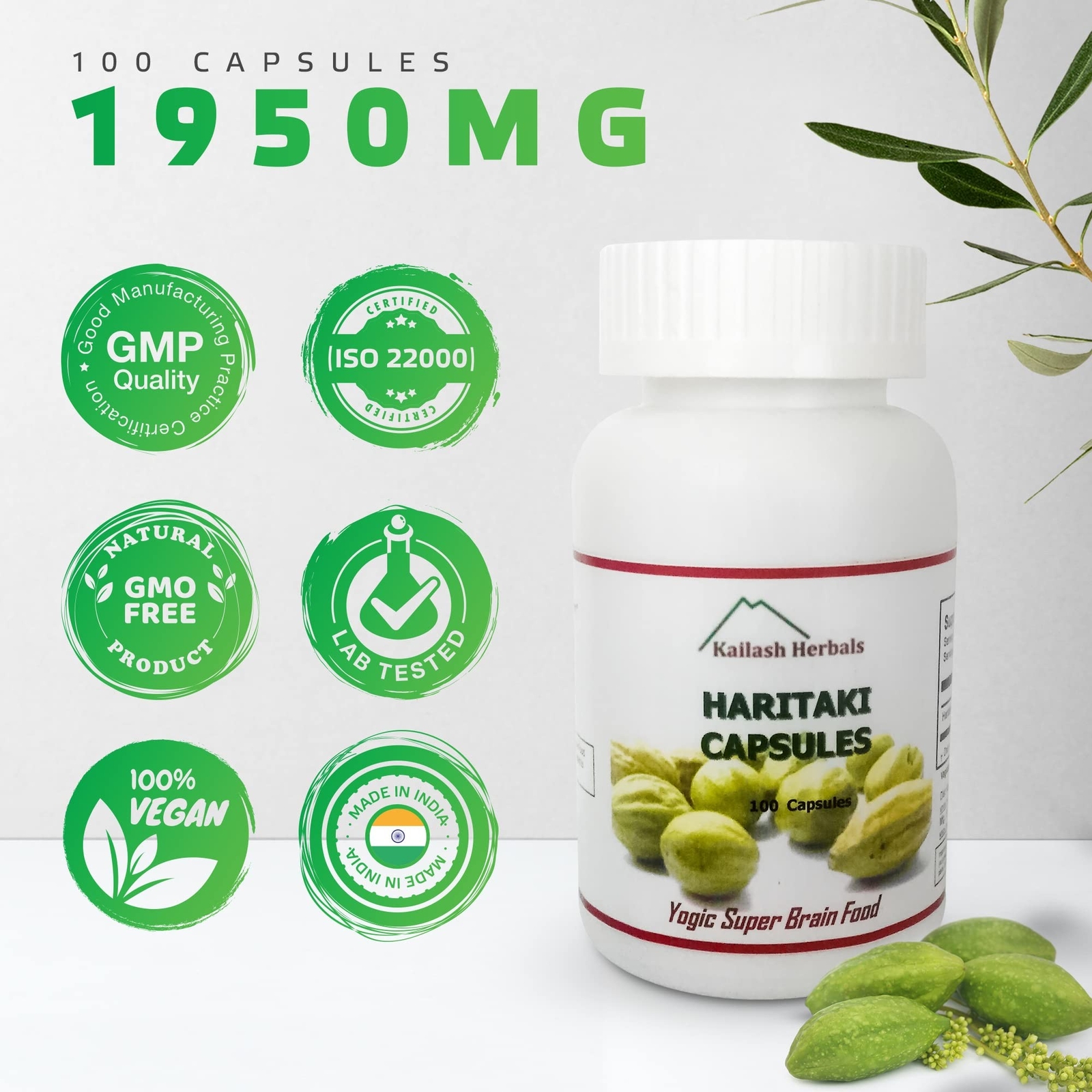 Kailash Herbals Organic Haritaki Capsules – 2420MG – Improves Digestion – Det…